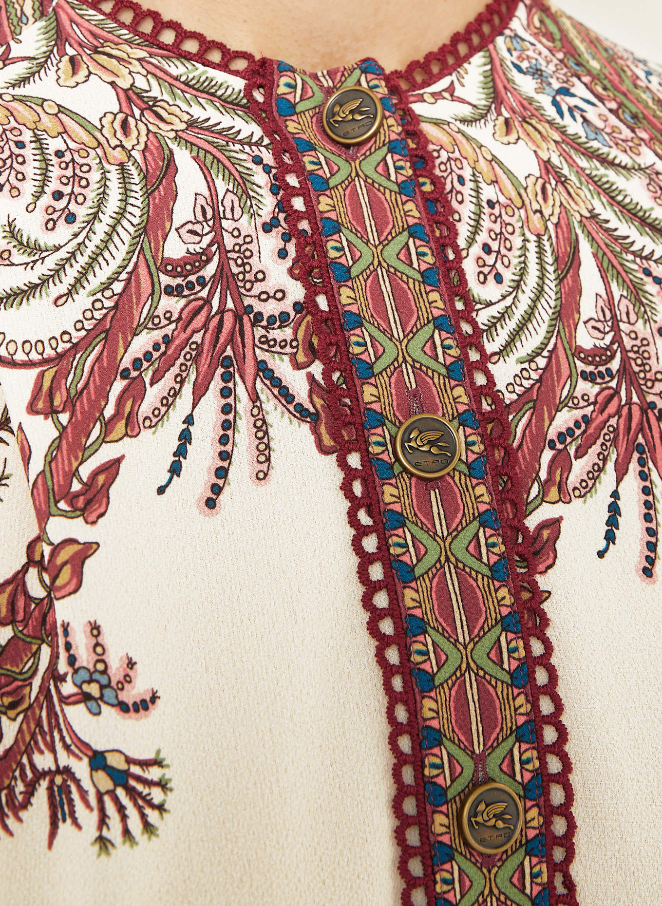 ETRO Kleid: ECRU / DUNKELROT / DUNKELGRÜN