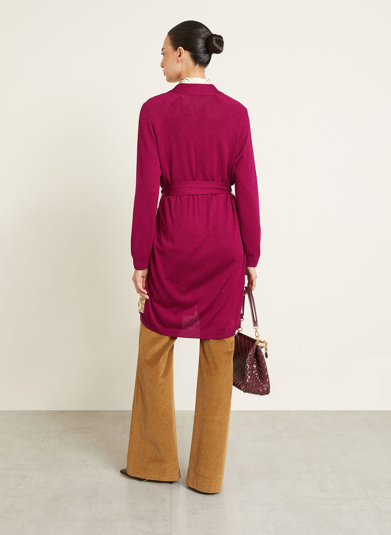 ETRO Kardigan z mieszanki materiałów z dodatkiem jedwabiu: CIEMNOCZERWONY / JASNOŻÓŁTY