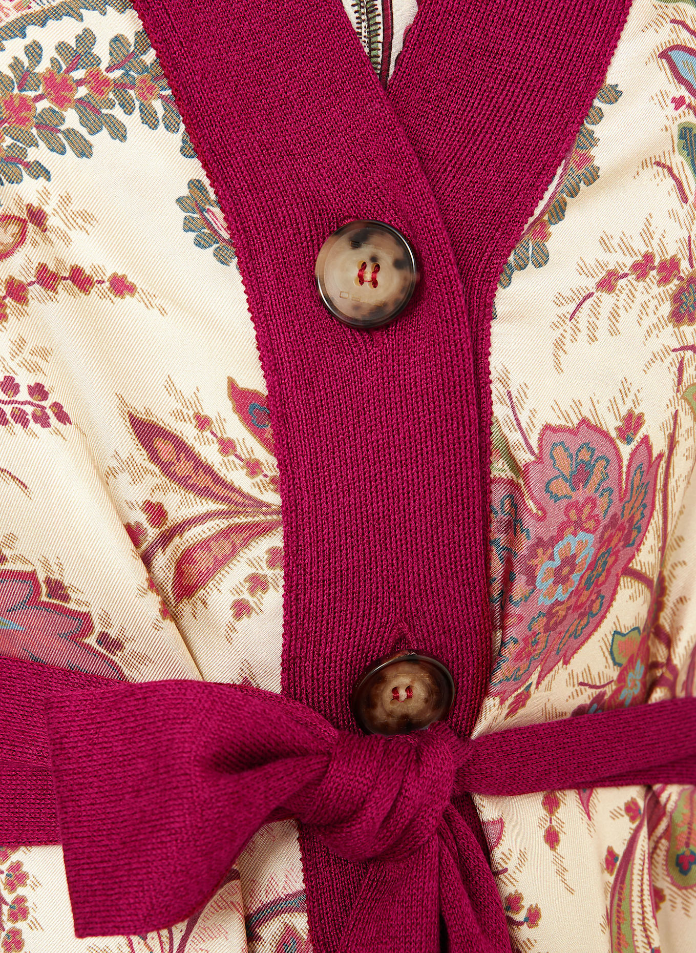 ETRO Kardigan z mieszanki materiałów z dodatkiem jedwabiu: CIEMNOCZERWONY / JASNOŻÓŁTY