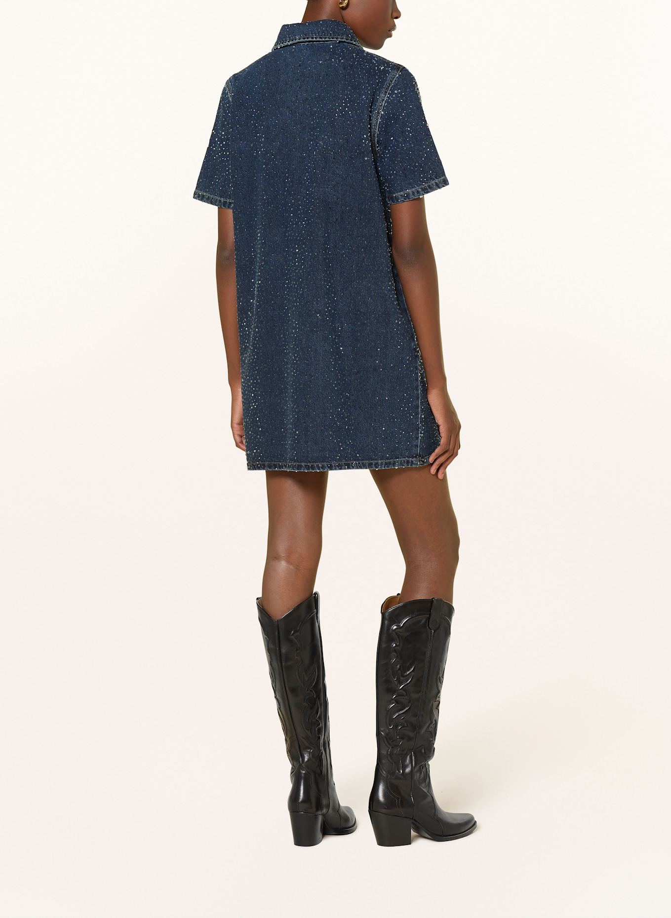 MRS & HUGS Jeanskleid mit Schmucksteinen: DUNKELBLAU