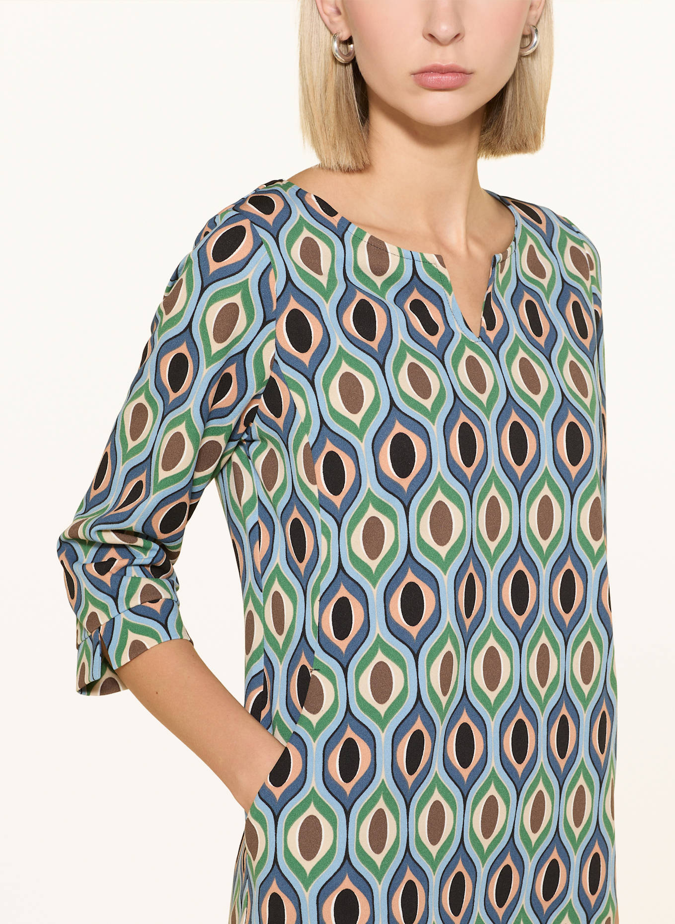 CARTOON Jerseykleid: GRÜN / BRAUN / BLAU