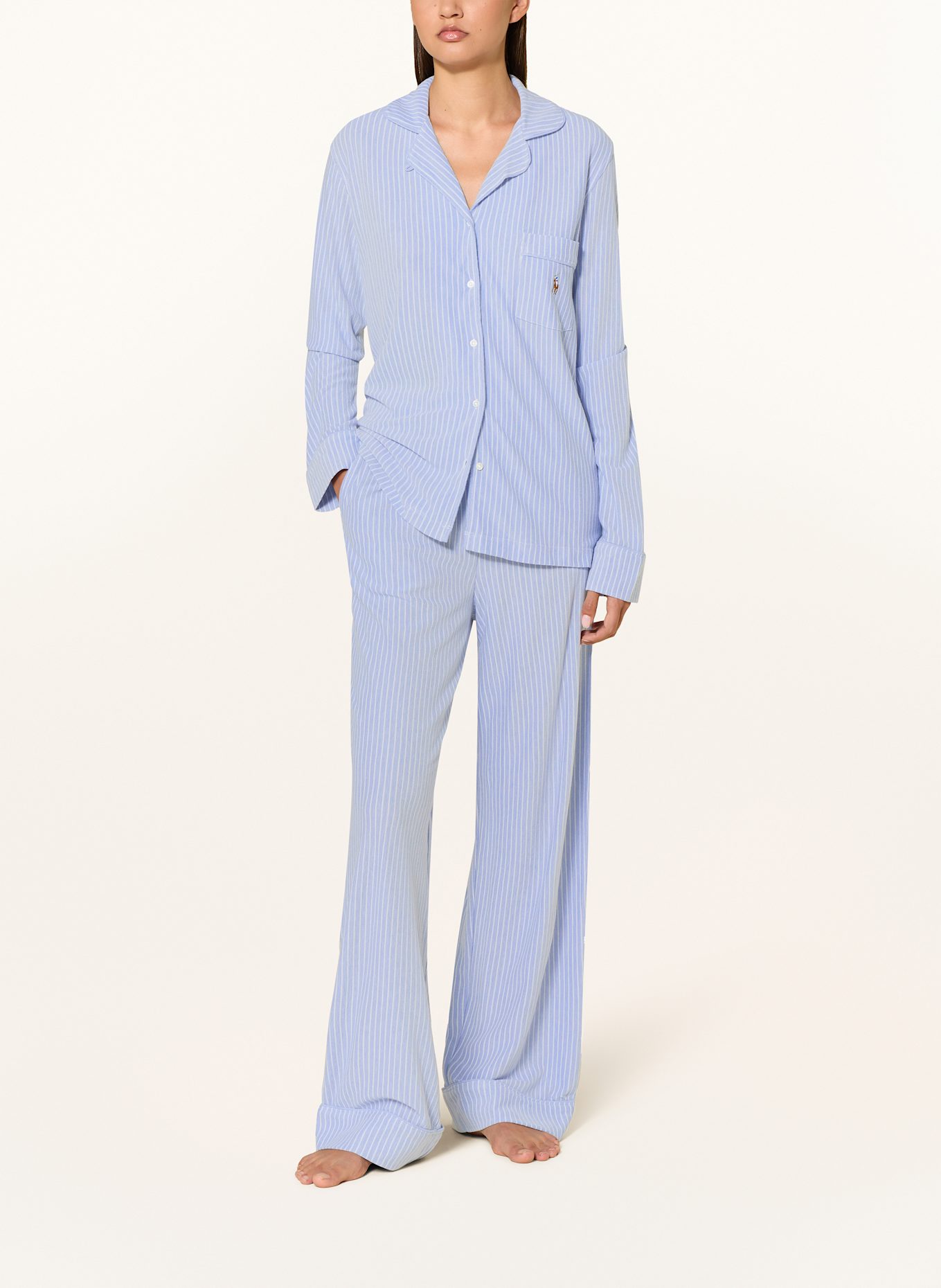 POLO RALPH LAUREN Schlafanzug MADISON: HELLBLAU / WEISS