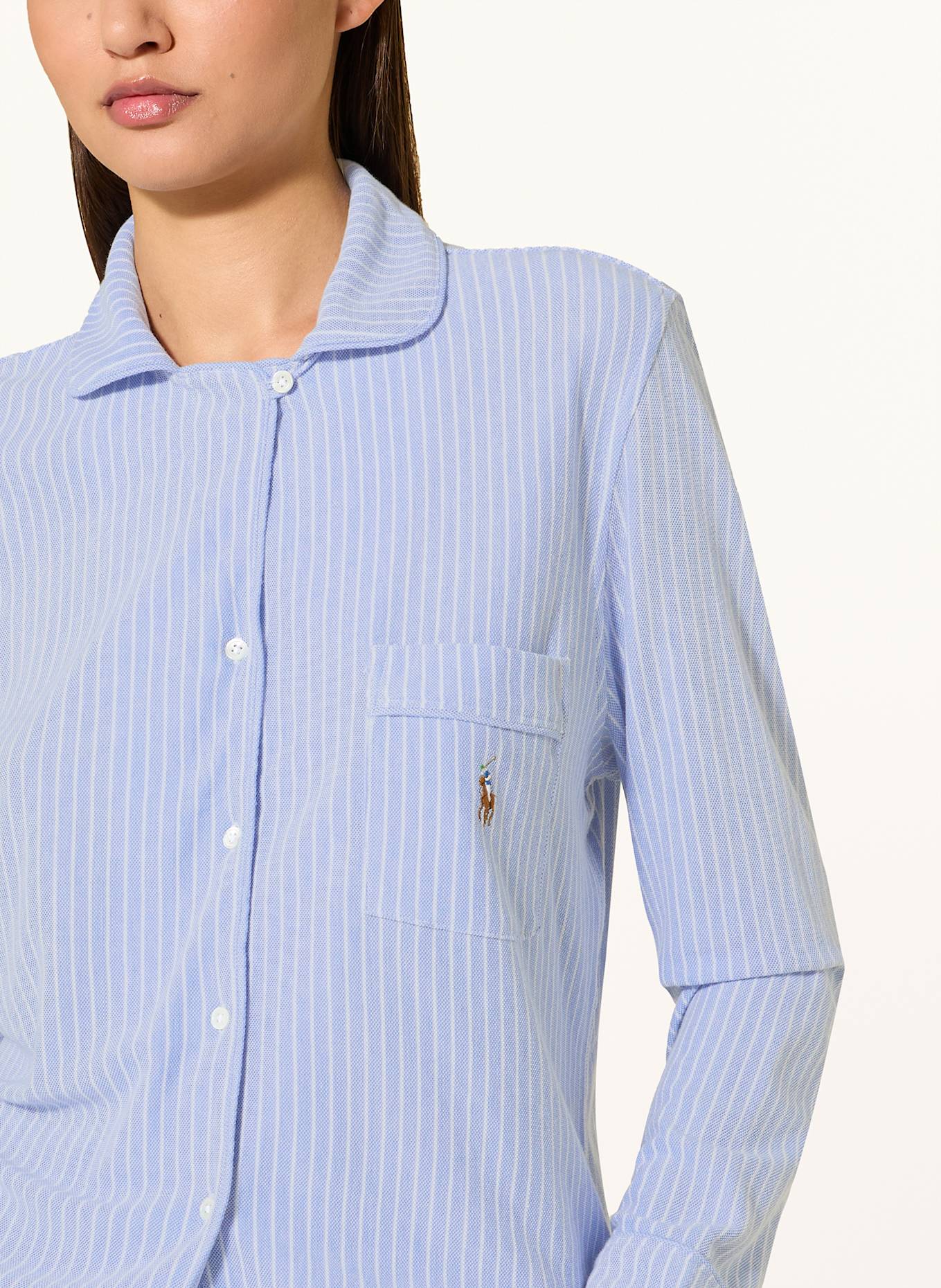 POLO RALPH LAUREN Schlafanzug MADISON: HELLBLAU / WEISS
