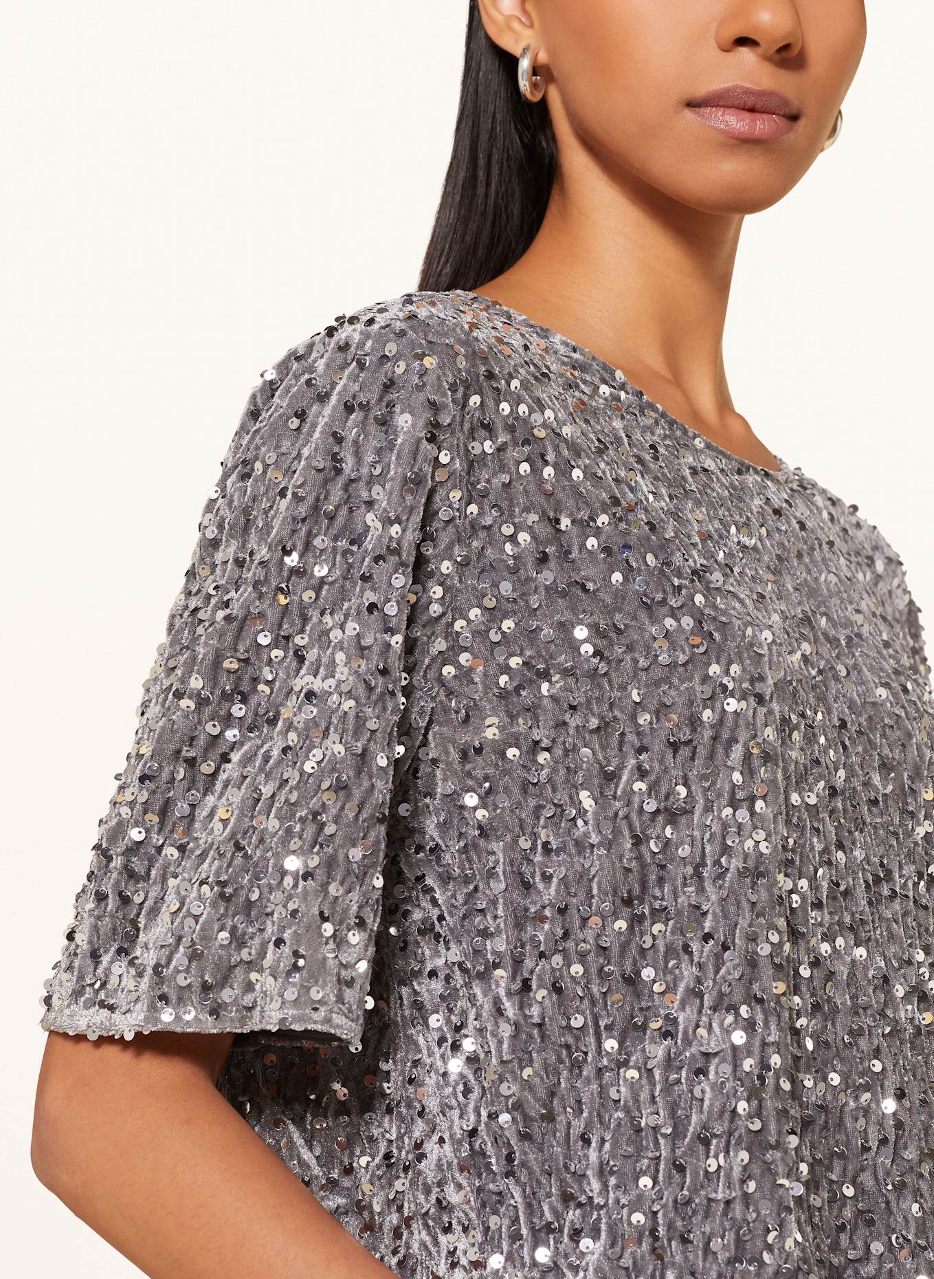 van Laack Blusenshirt VL-JORINA-XX aus Samt mit Pailletten: SILBER / GRAU