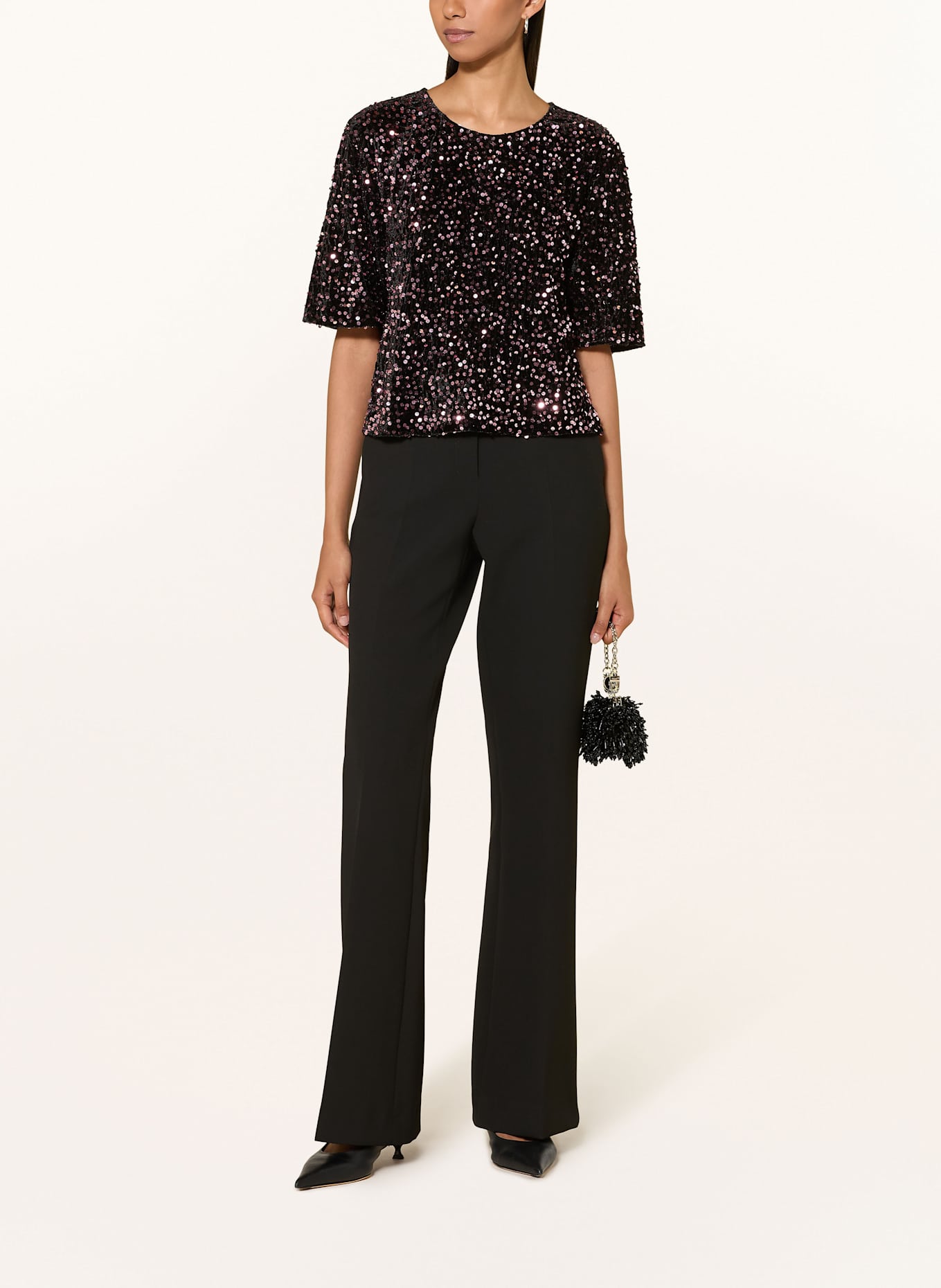 van Laack Blusenshirt VL-JORINA-XX aus Samt mit Pailletten: SCHWARZ / LILA