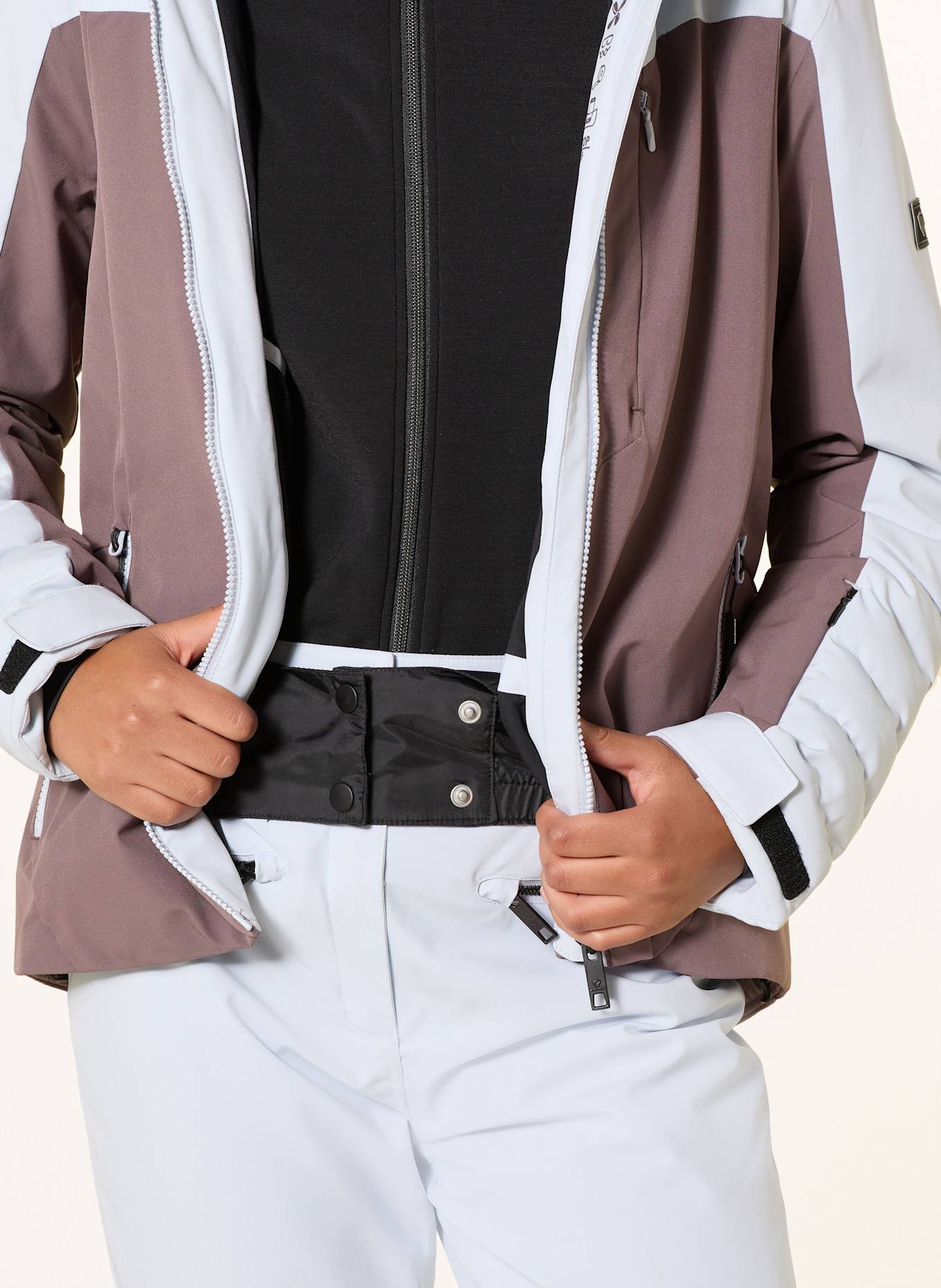 Ziener Skijacke TOBINA: TAUPE / HELLBLAU