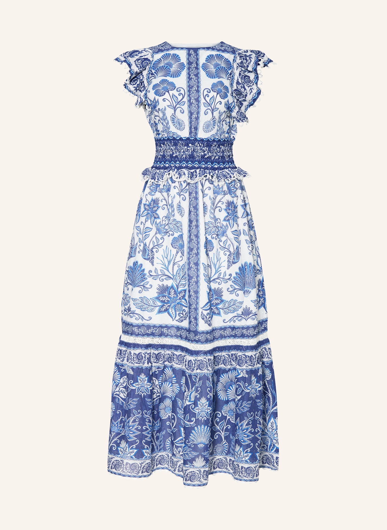 FARM RIO SHELL GARDEN dress Purple with frills: WHITE / BLUE / DARK BLUE