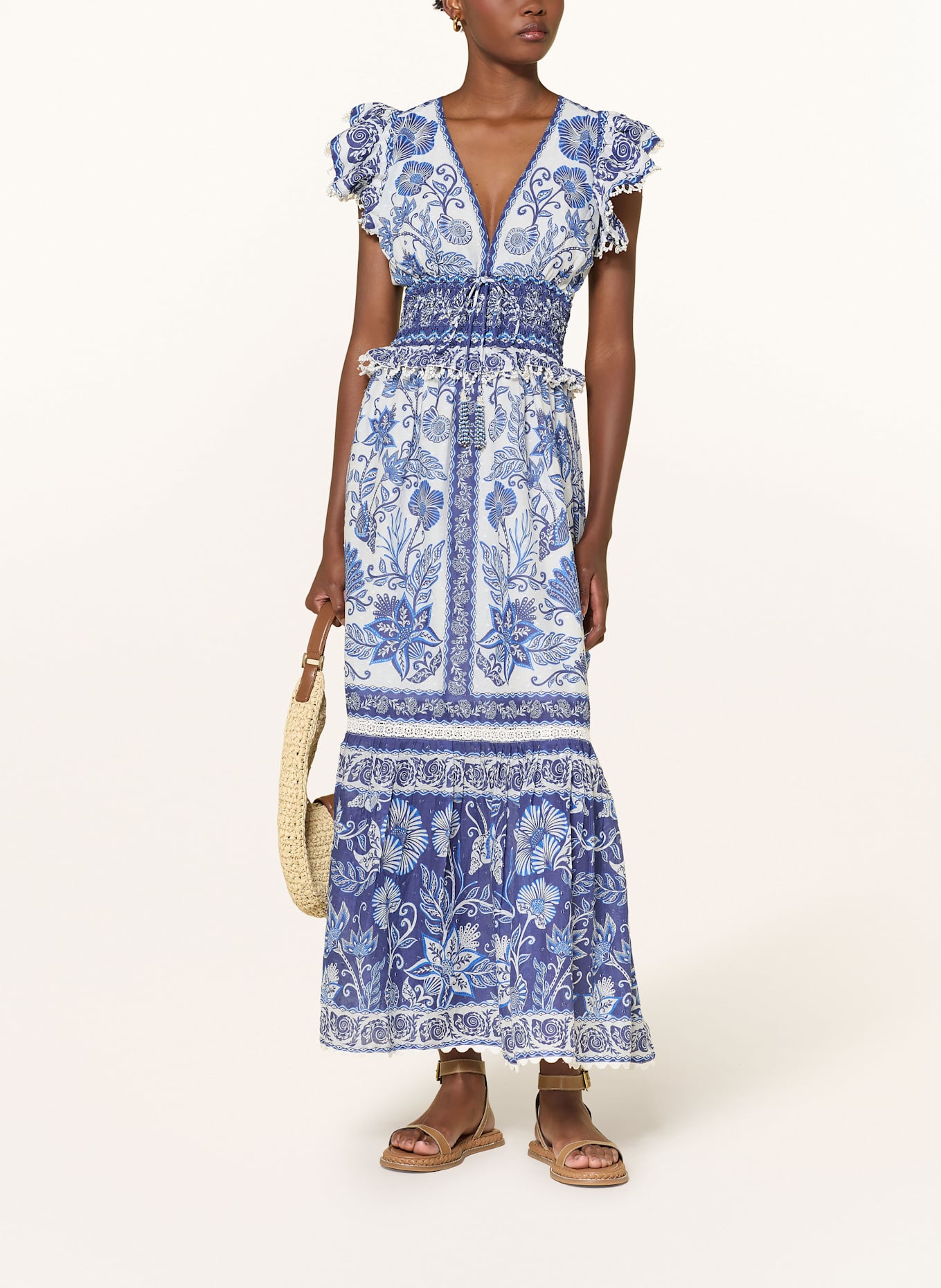 FARM RIO SHELL GARDEN dress Purple with frills: WHITE / BLUE / DARK BLUE