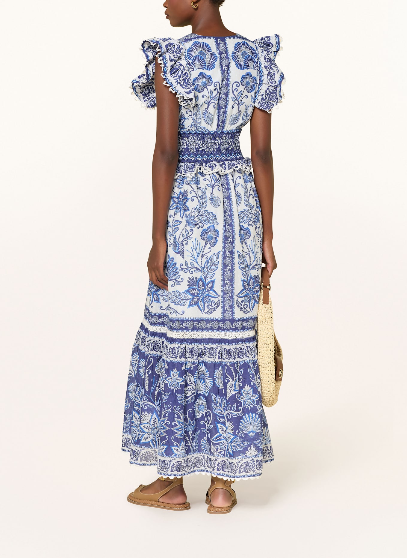 FARM RIO SHELL GARDEN dress Purple with frills: WHITE / BLUE / DARK BLUE