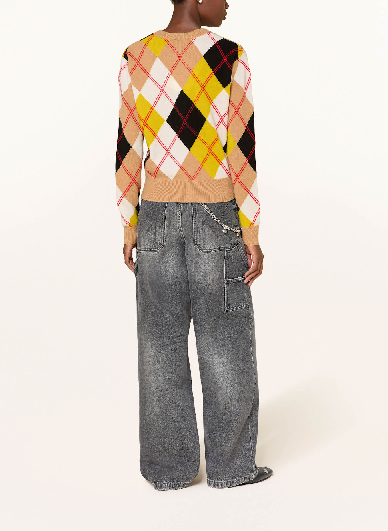 MARC JACOBS pull-over: BEIGE / JAUNE FLUO / NOIR