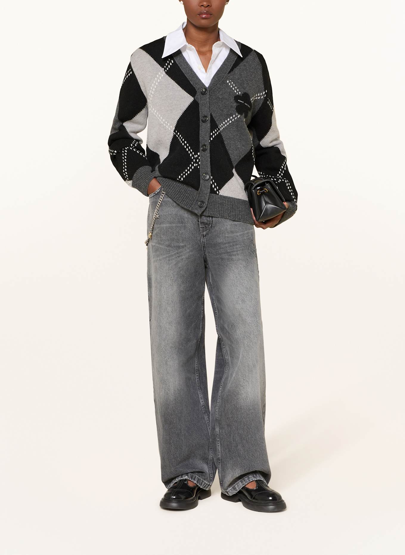 MARC JACOBS Cardigan PREPPY DAISY ARGYLE CARDIGAN: NOIR / GRIS / GRIS CLAIR
