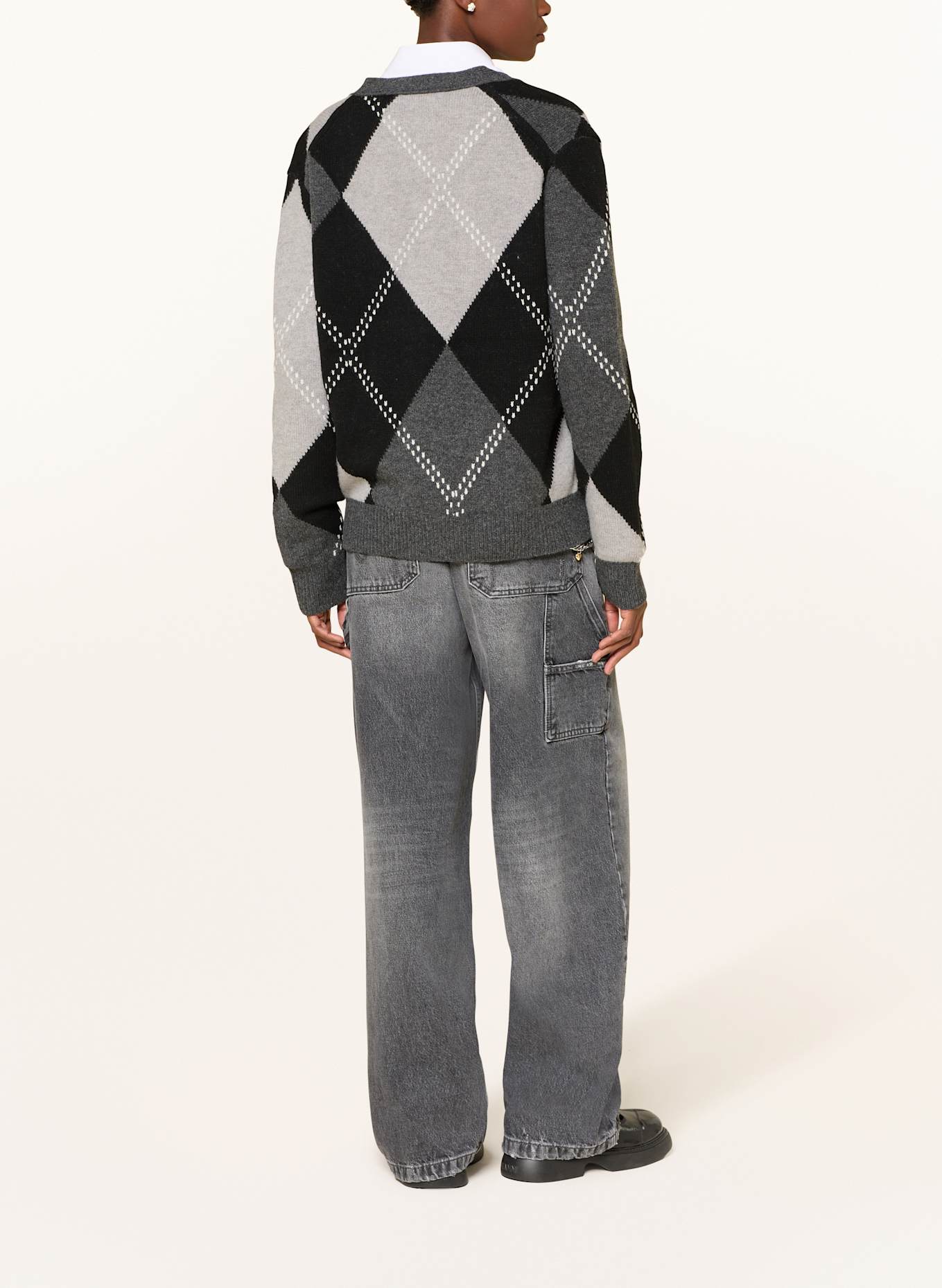 MARC JACOBS Cardigan PREPPY DAISY ARGYLE CARDIGAN: NOIR / GRIS / GRIS CLAIR