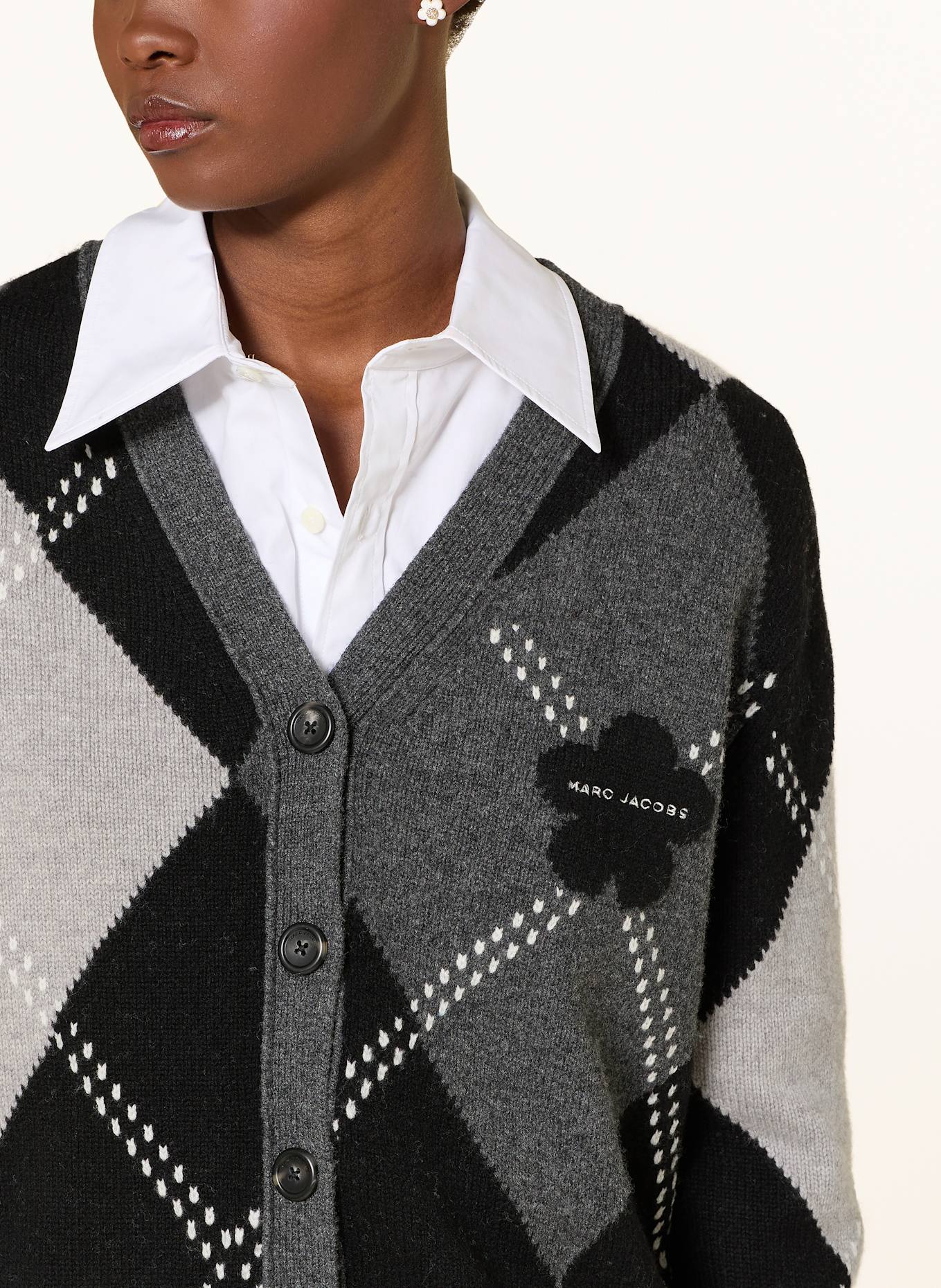 MARC JACOBS Cardigan PREPPY DAISY ARGYLE CARDIGAN: NOIR / GRIS / GRIS CLAIR