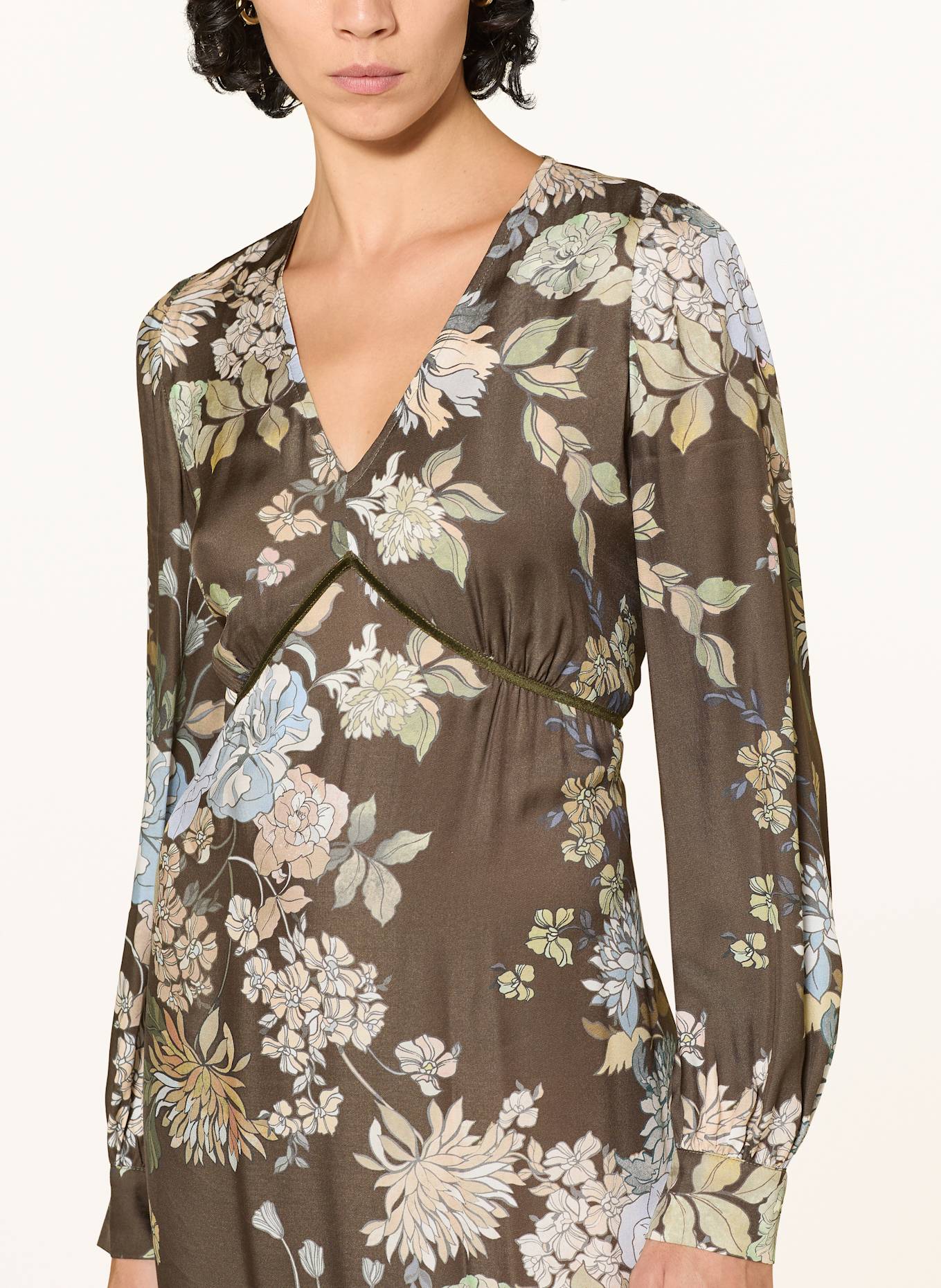 RIANI Satinkleid: KHAKI / HELLGRÜN / BEIGE