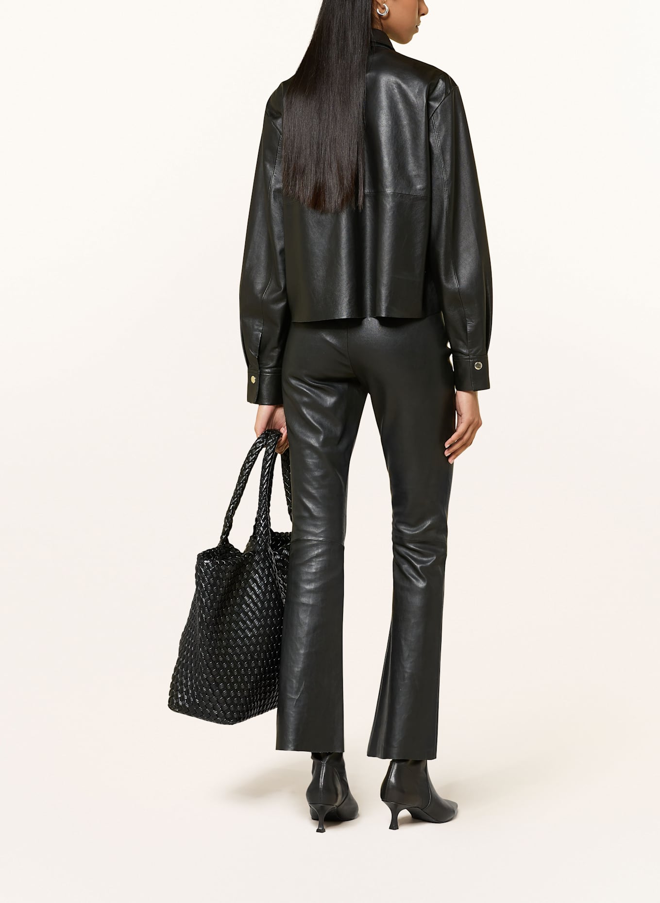 RIANI Lederbluse mit abnehmbarer Schluppe: SCHWARZ