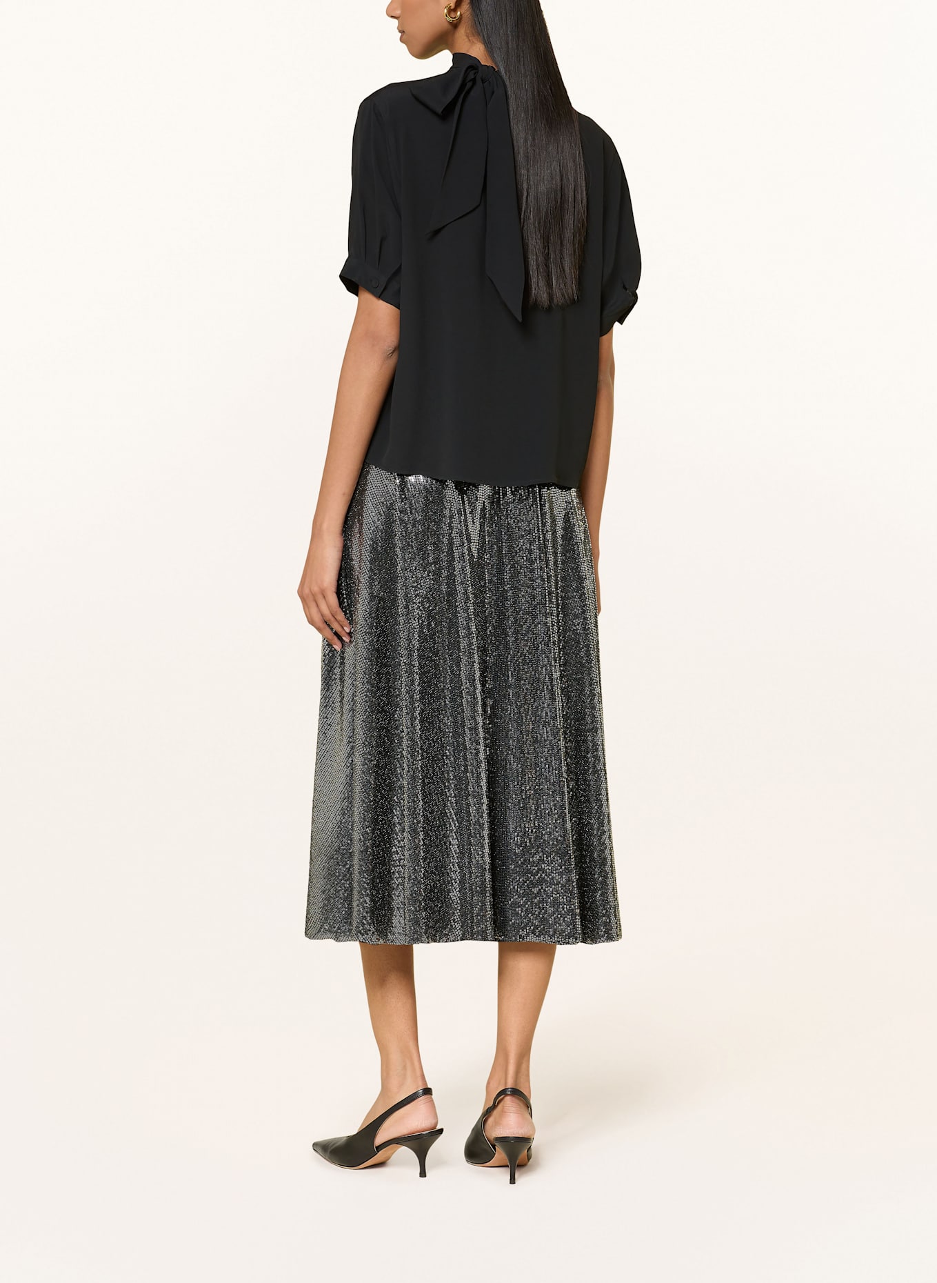 RIANI Rock mit Pailletten und Glitzergarn: SCHWARZ / SILBER