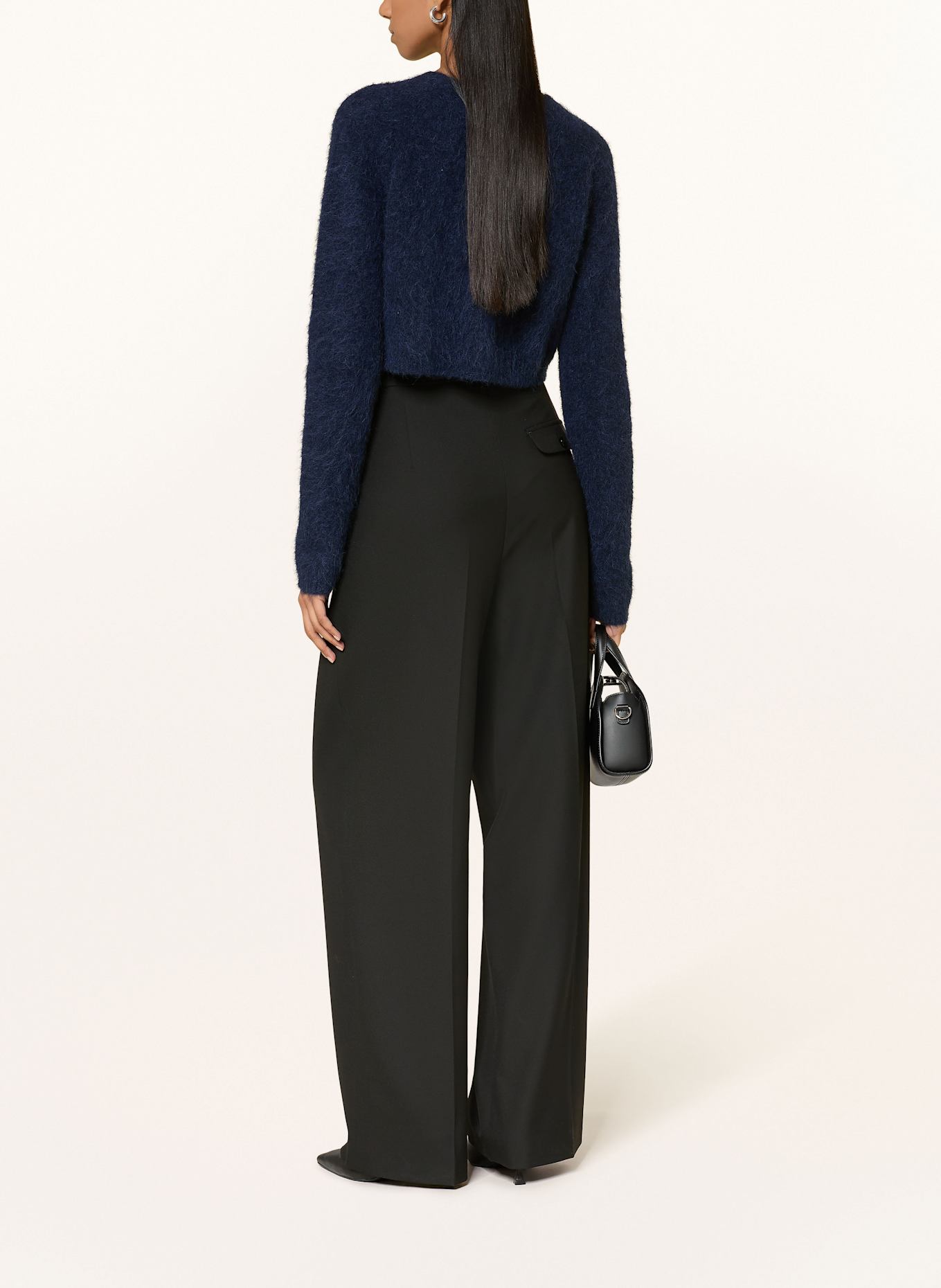 RIANI Cropped-Strickjacke aus Alpaka: DUNKELBLAU