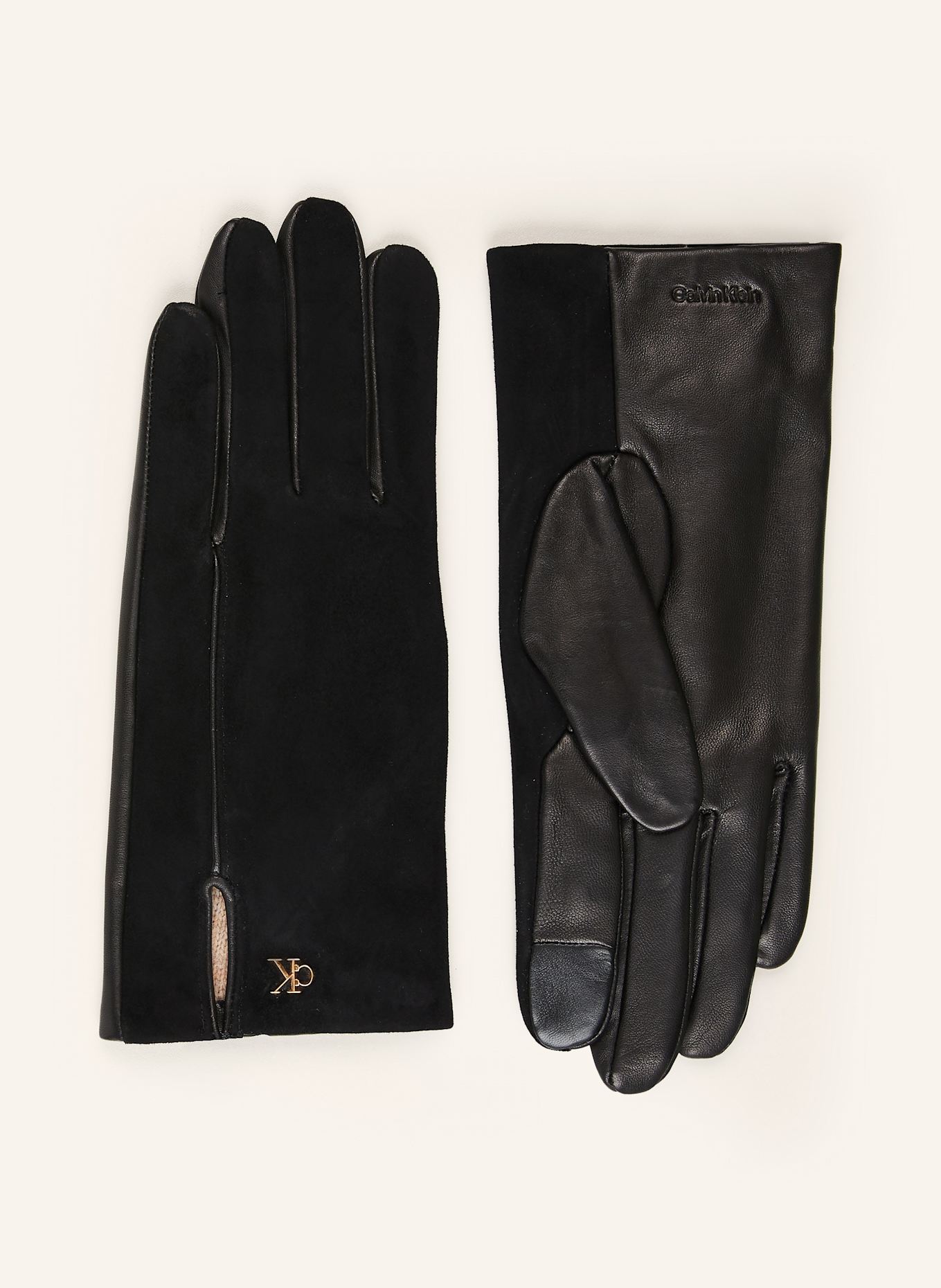 Calvin Klein Lederhandschuhe mit Touchscreen-Funktion: SCHWARZ