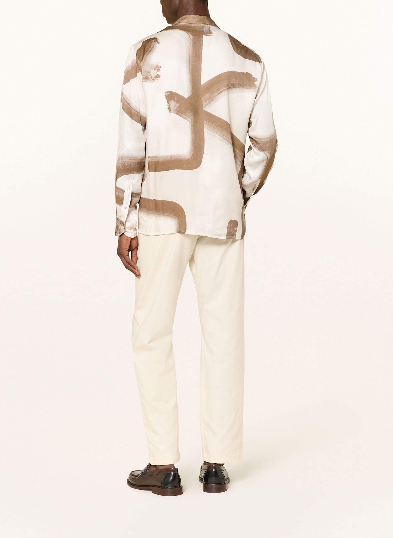 BALDESSARINI Chemise en satin EASY Comfort Fit: ÉCRU / CHAMEAU