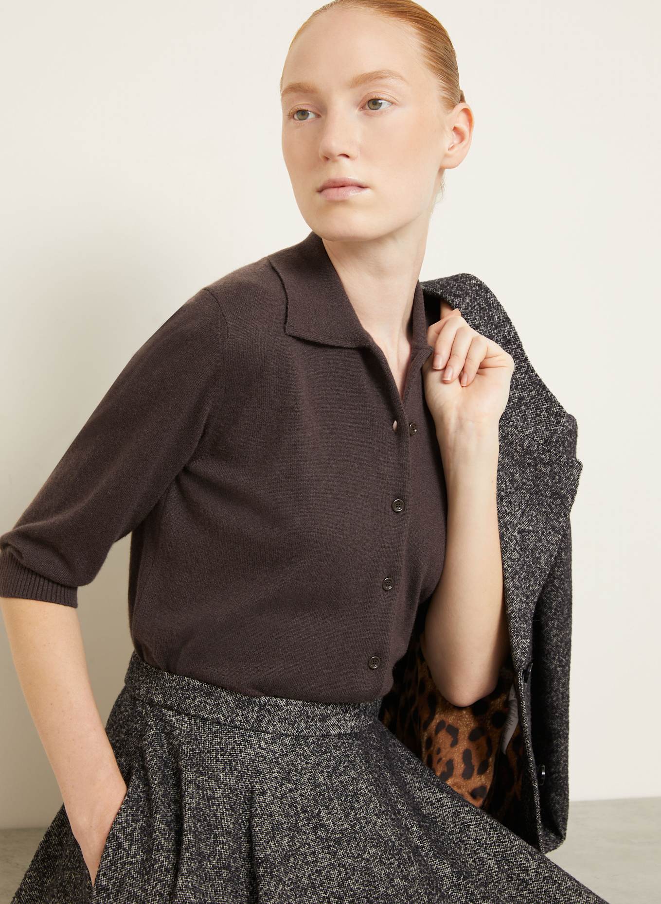 DOLCE & GABBANA Strickjacke aus Cashmere: DUNKELBRAUN