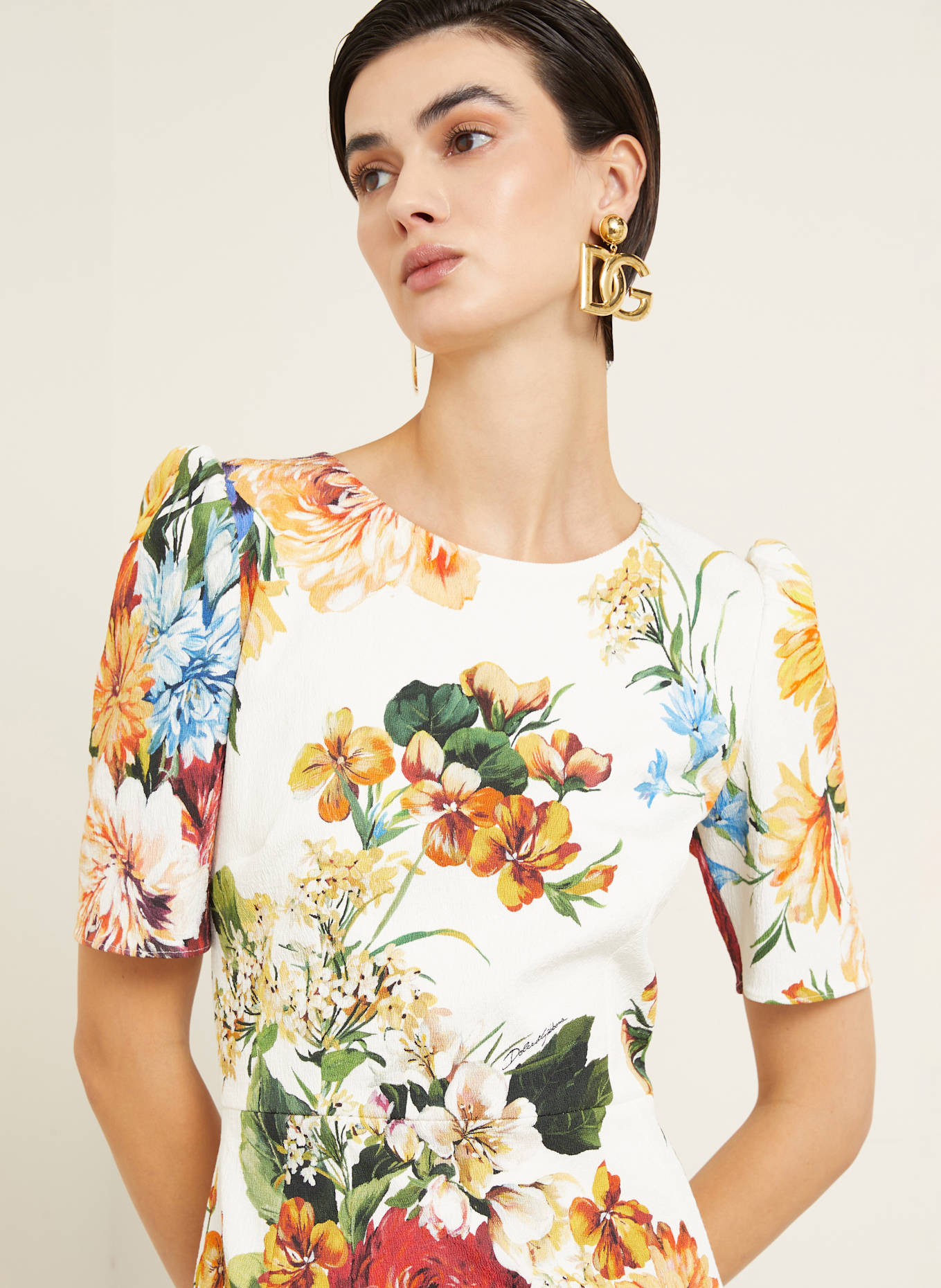 DOLCE & GABBANA Etuikleid: LILA / DUNKELGELB