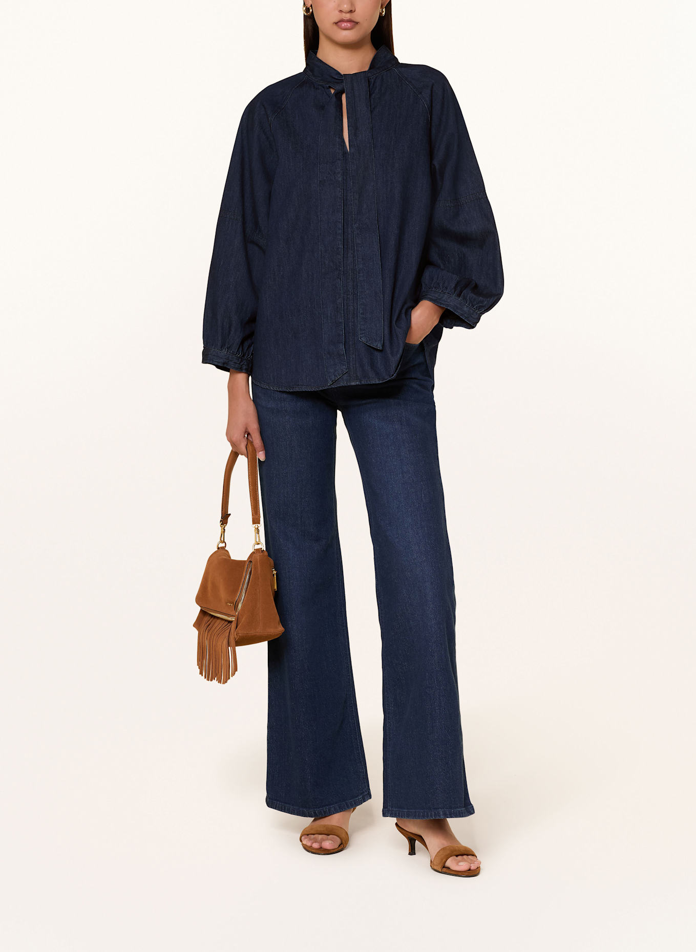 Part Two Jeansbluse SASSIPW mit Schluppe und 3/4-Arm: DUNKELBLAU