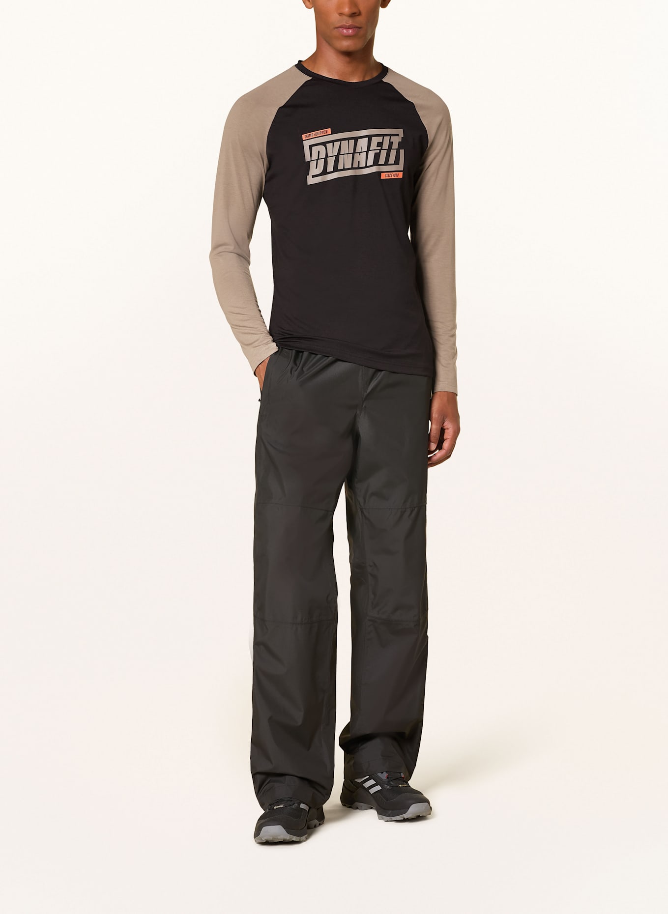 DYNAFIT Longsleeve: DUNKELGRAU / BEIGE