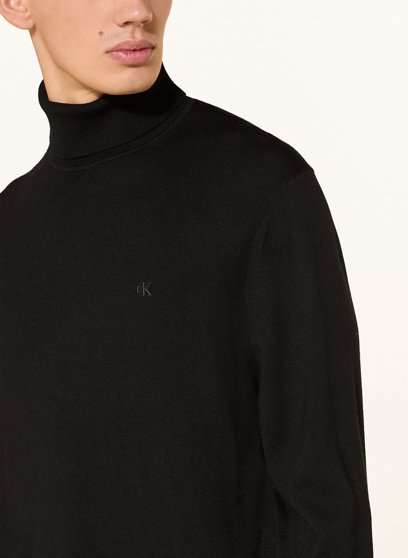 Calvin Klein Rollkragenpullover aus Merinowolle: SCHWARZ