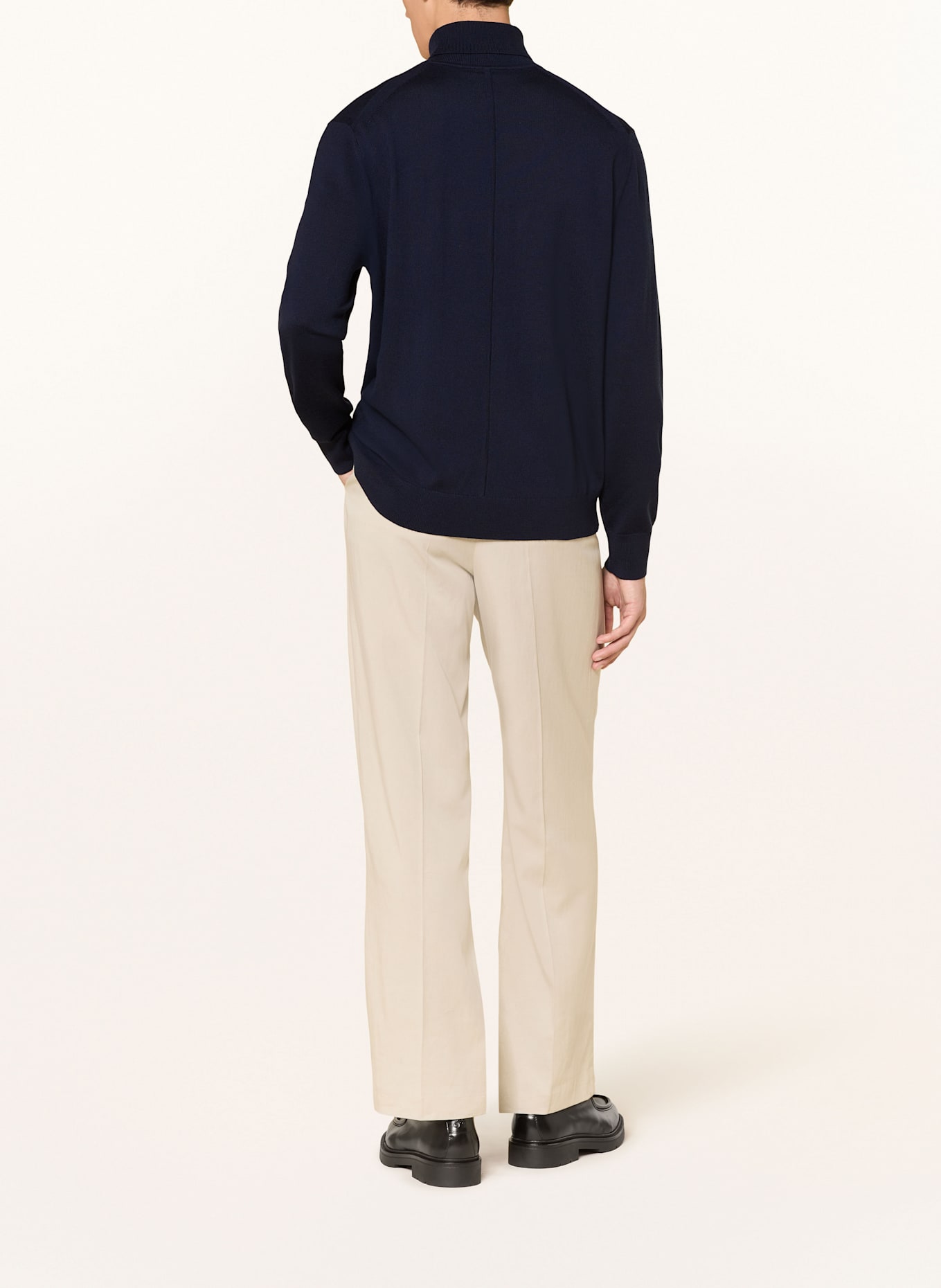 Calvin Klein Rollkragenpullover aus Merinowolle: DUNKELBLAU