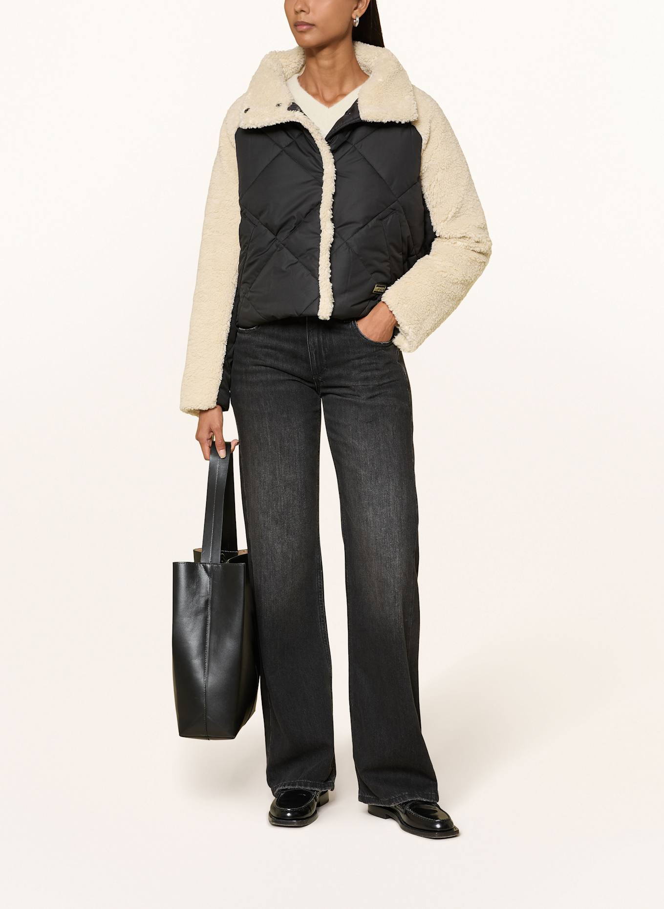 BARBOUR INTERNATIONAL Steppjacke mit Teddyfell: SCHWARZ / HELLBRAUN