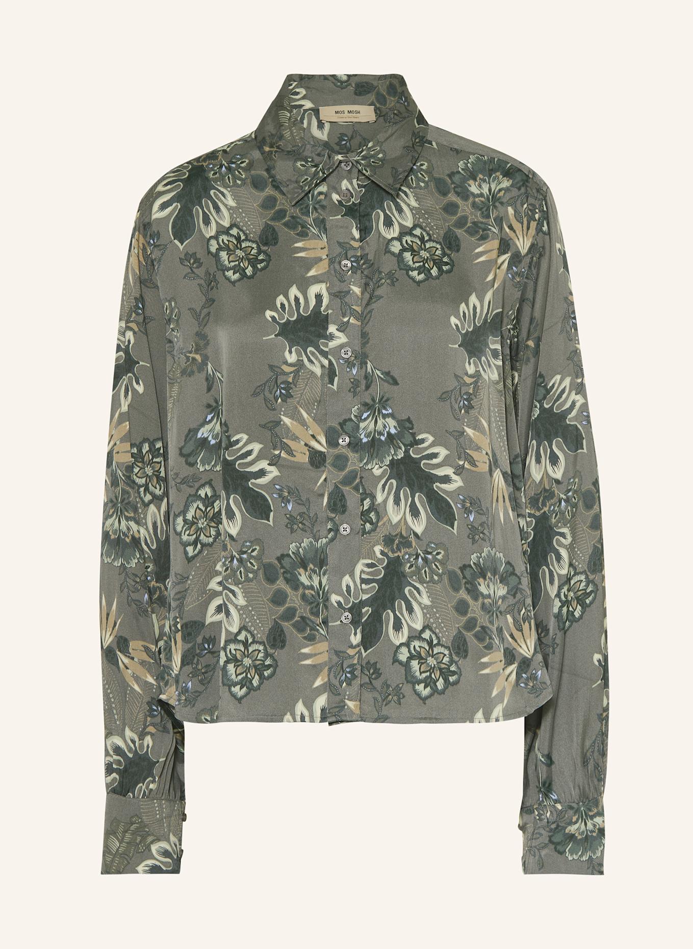 MOS MOSH Hemdbluse MMABINA FLORO: DUNKELGRÜN / ECRU