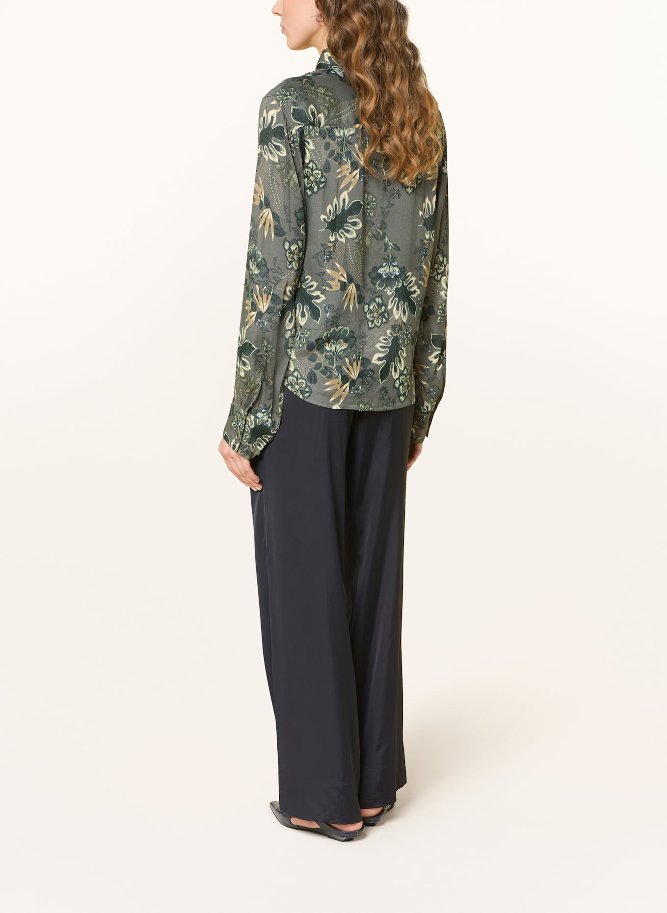 MOS MOSH Hemdbluse MMABINA FLORO: DUNKELGRÜN / ECRU