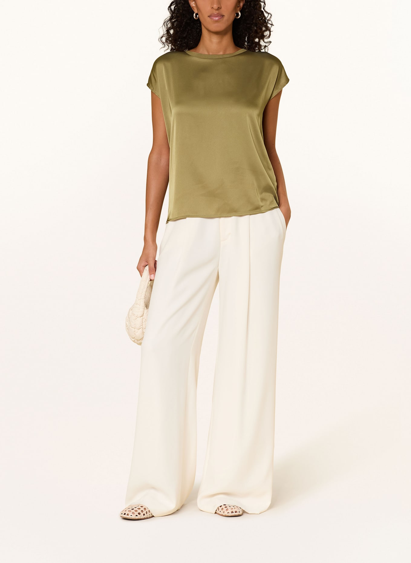 MORE & MORE Blusenshirt im Materialmix: HELLGRÜN