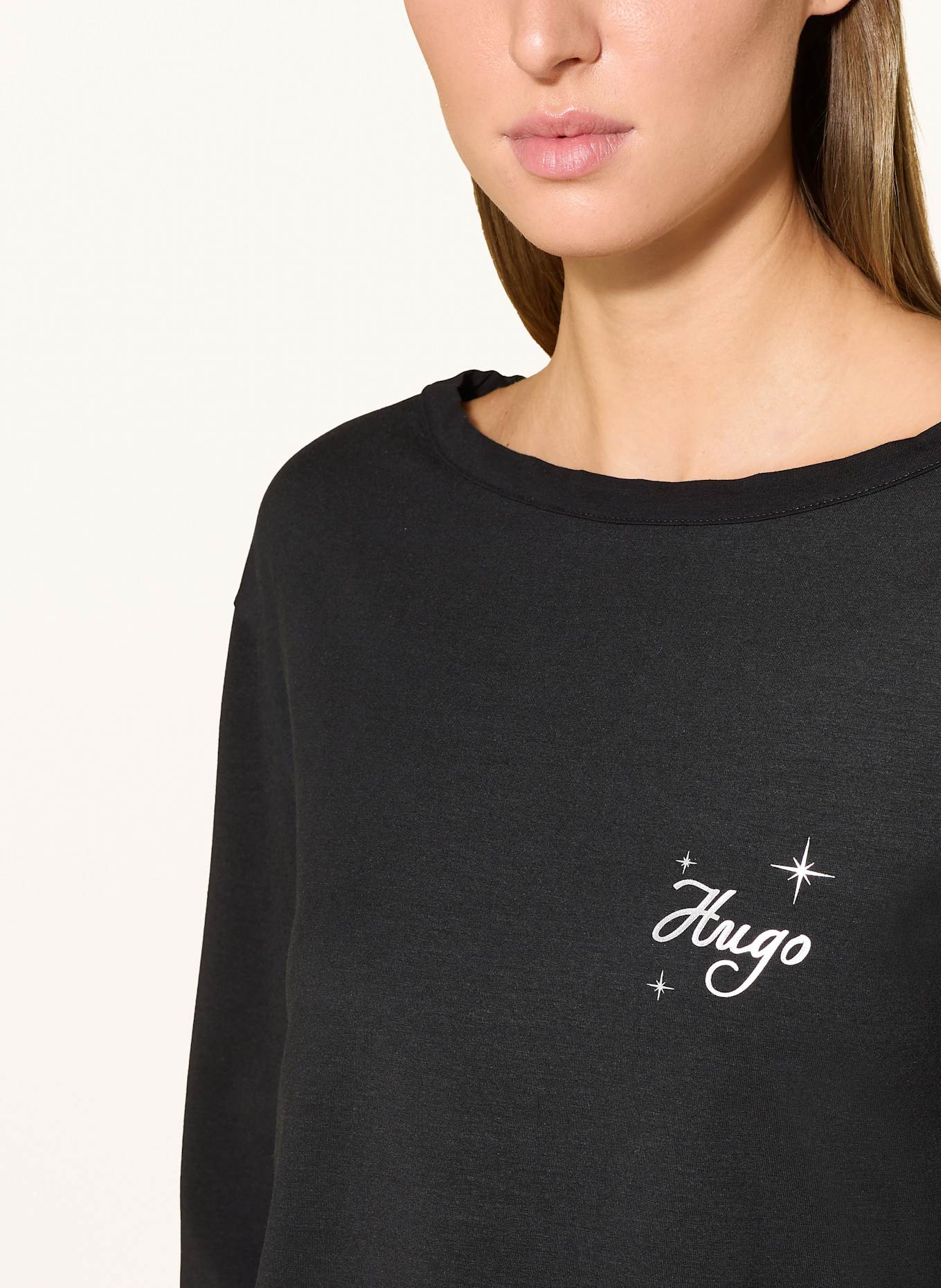 HUGO Schlafshirt CASUAL: SCHWARZ