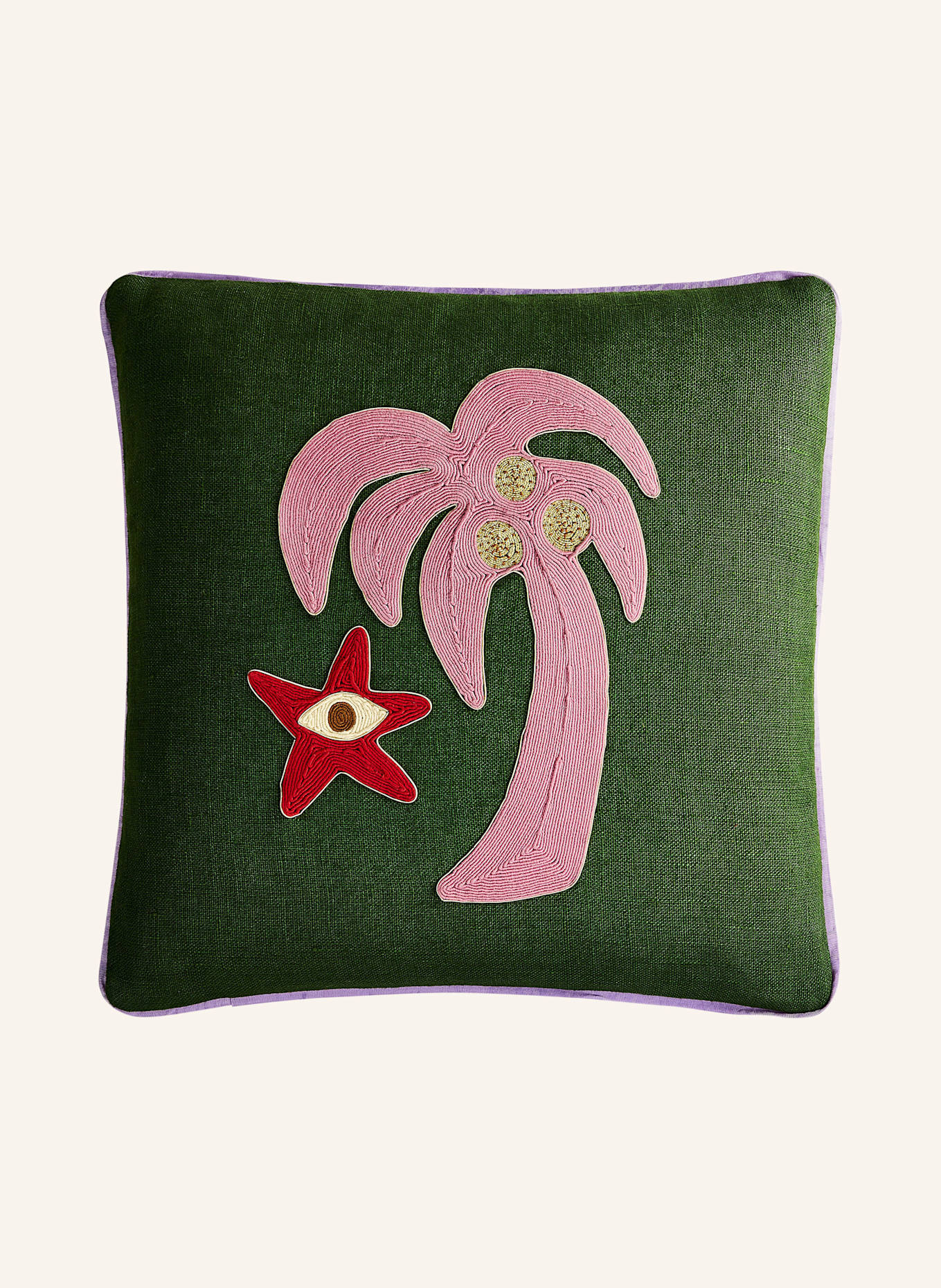 JONATHAN ADLER Dekokissen PALM TREE: GRÜN / ROSA / ROT