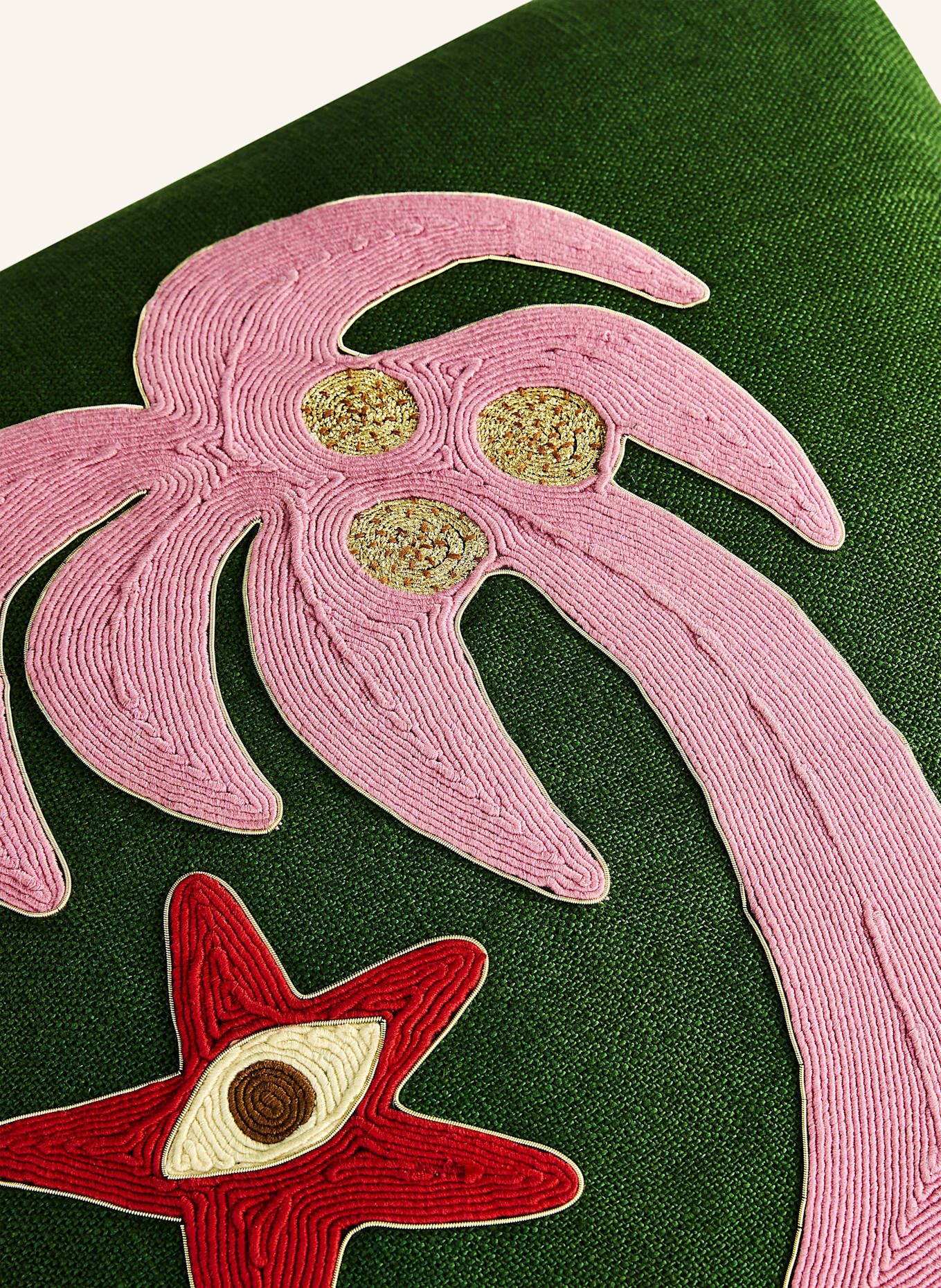 JONATHAN ADLER Dekokissen PALM TREE: GRÜN / ROSA / ROT