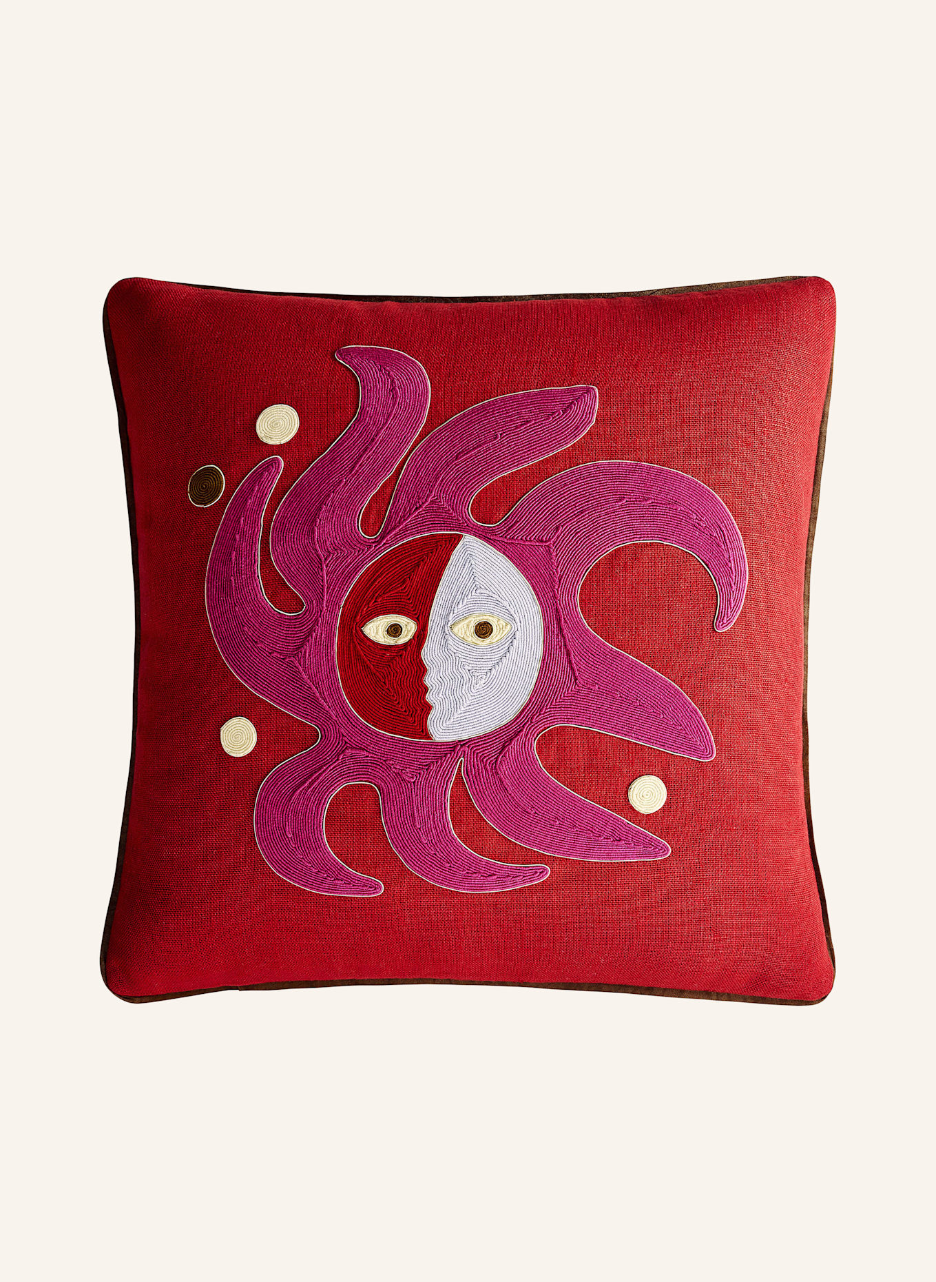 JONATHAN ADLER Decorative cushion SUN: RED / PINK / LIGHT PURPLE