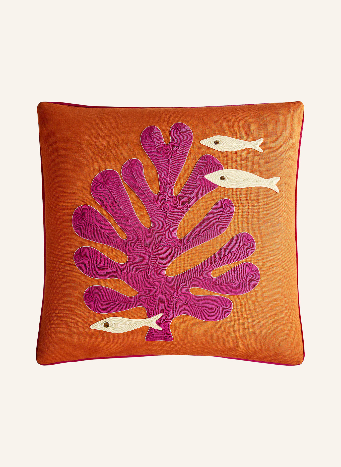 JONATHAN ADLER Dekokissen PLAYA: ORANGE / PINK / CREME