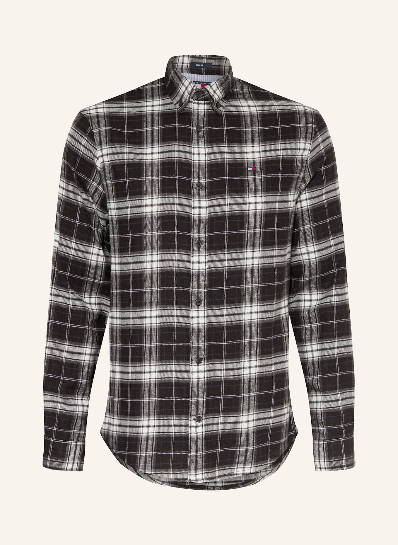 TOMMY JEANS Flanellhemd Regular Fit: SCHWARZ / DUNKELGRAU / DUNKELLILA