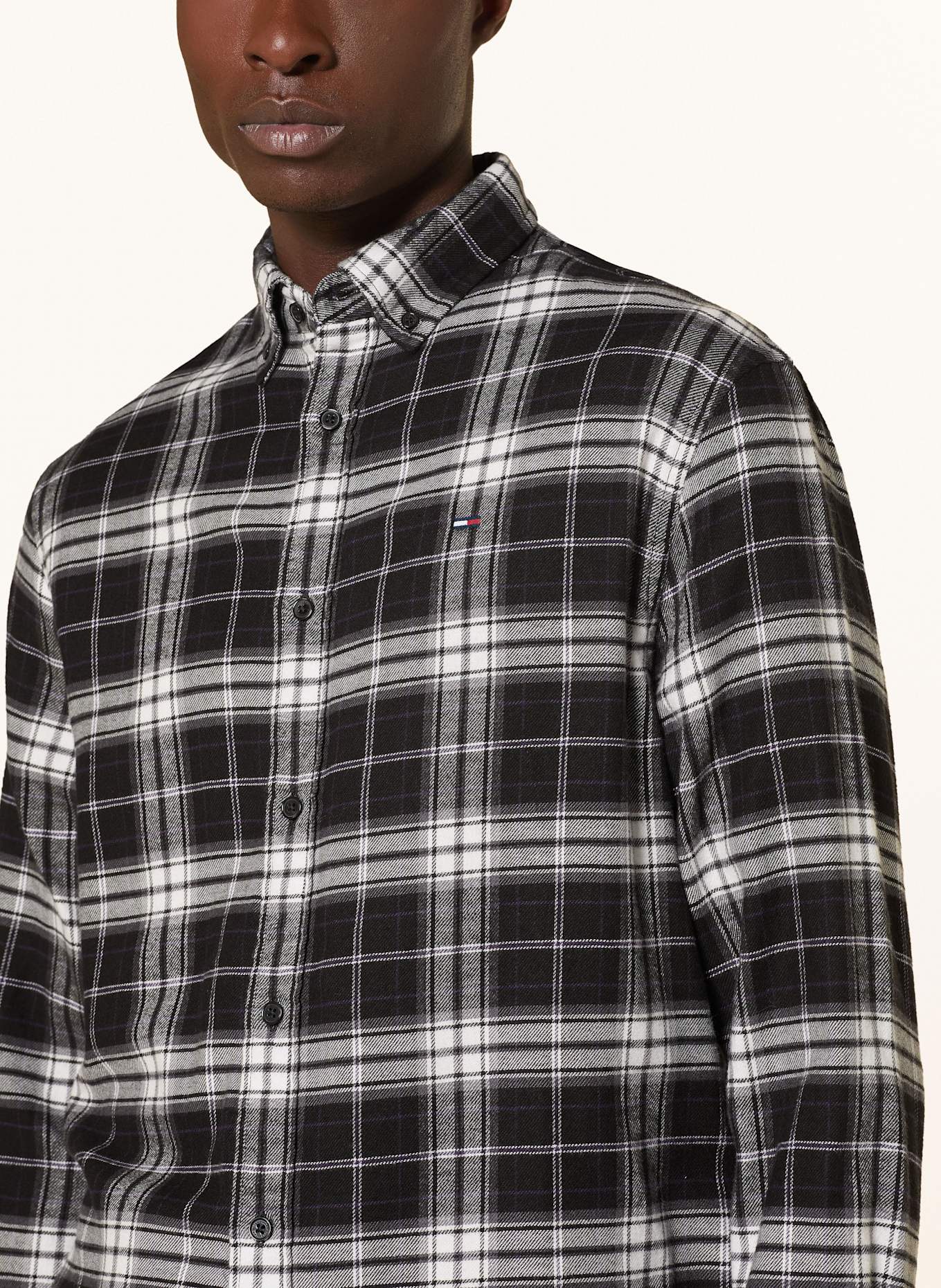 TOMMY JEANS Flanellhemd Regular Fit: SCHWARZ / DUNKELGRAU / DUNKELLILA