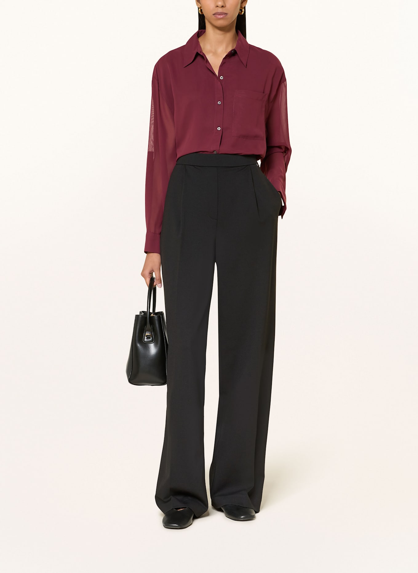 Calvin Klein Marlenehose aus Jersey: SCHWARZ