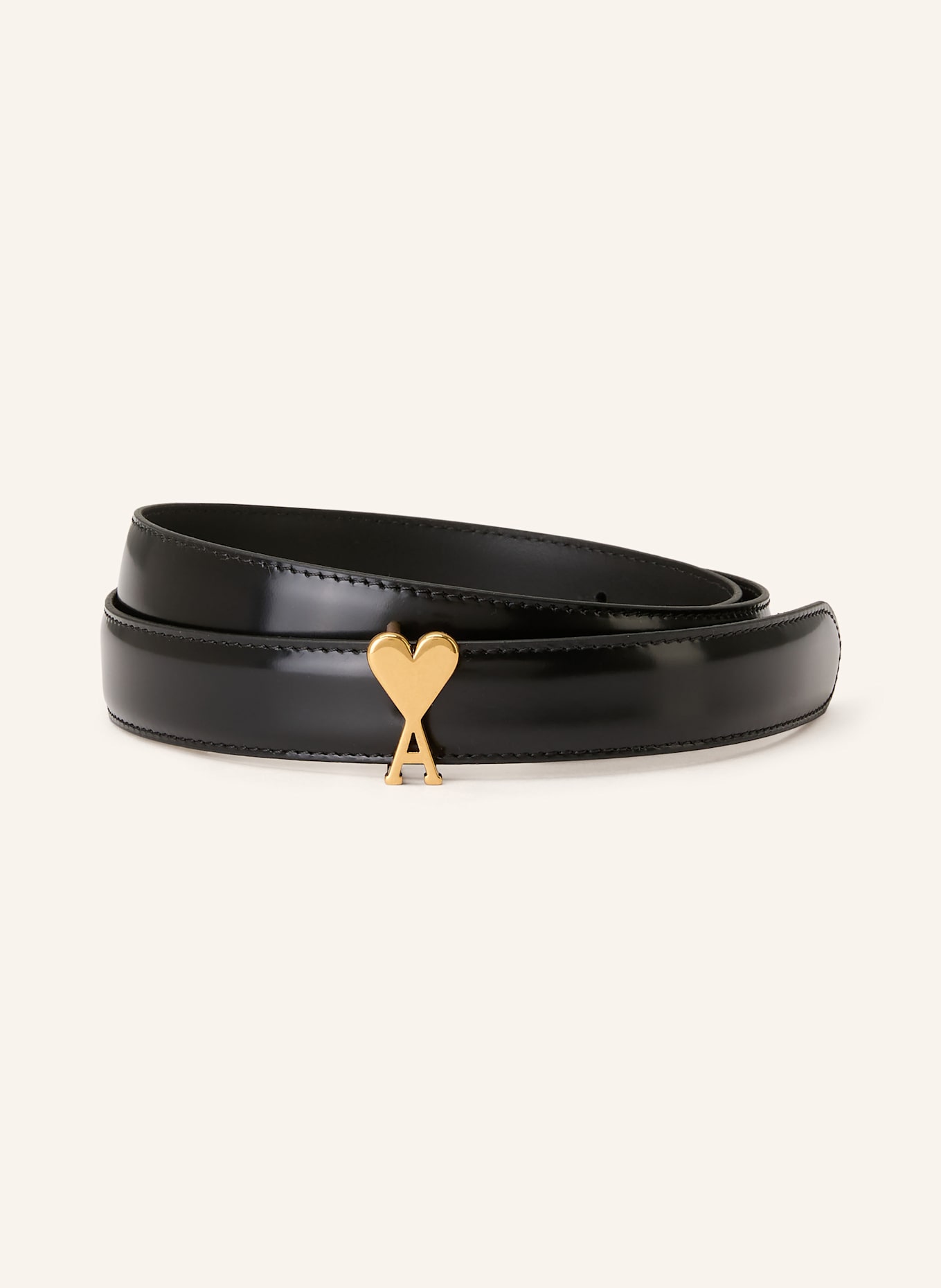 AMI PARIS Leather belt: BLACK
