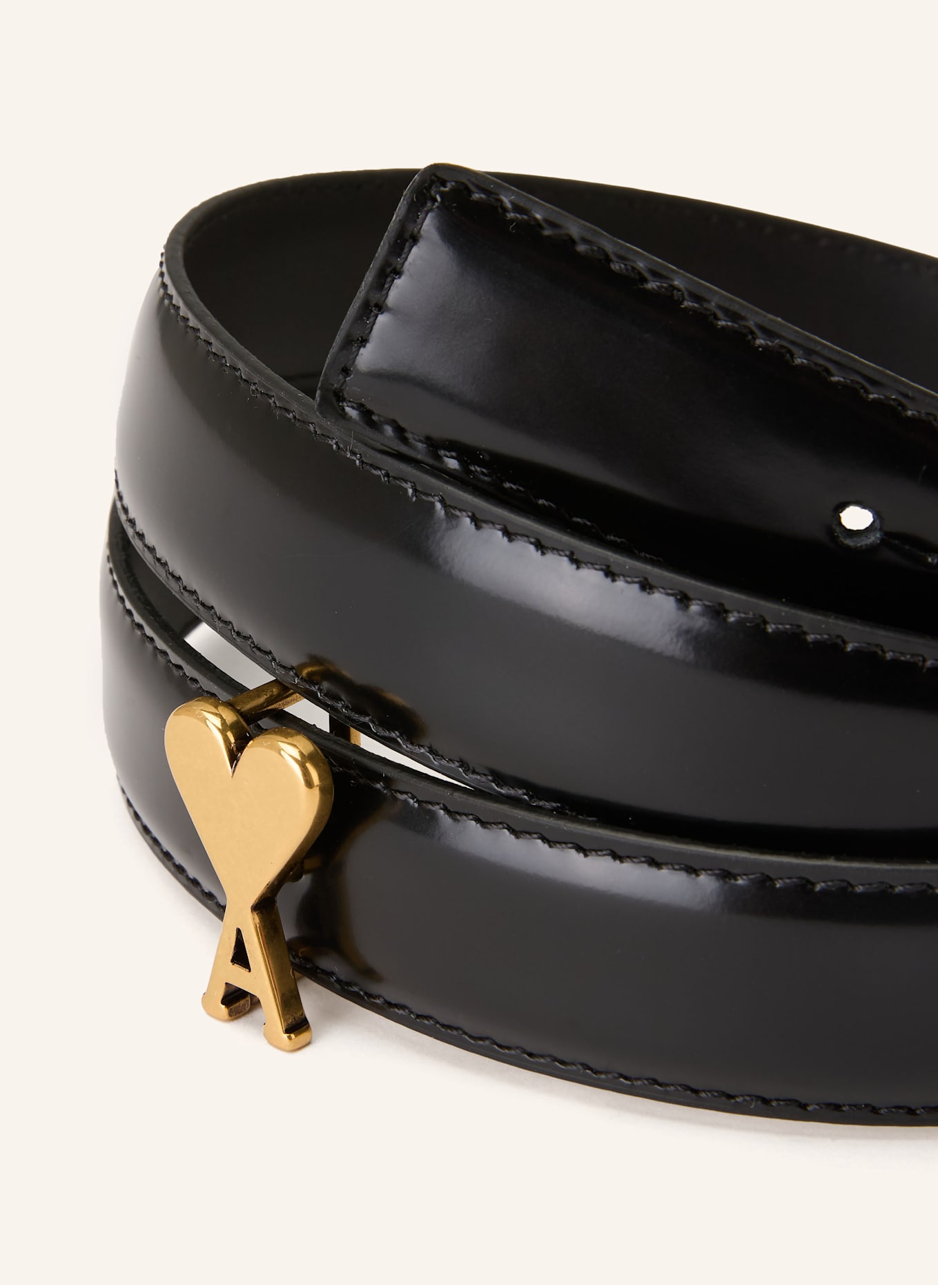 AMI PARIS Leather belt: BLACK