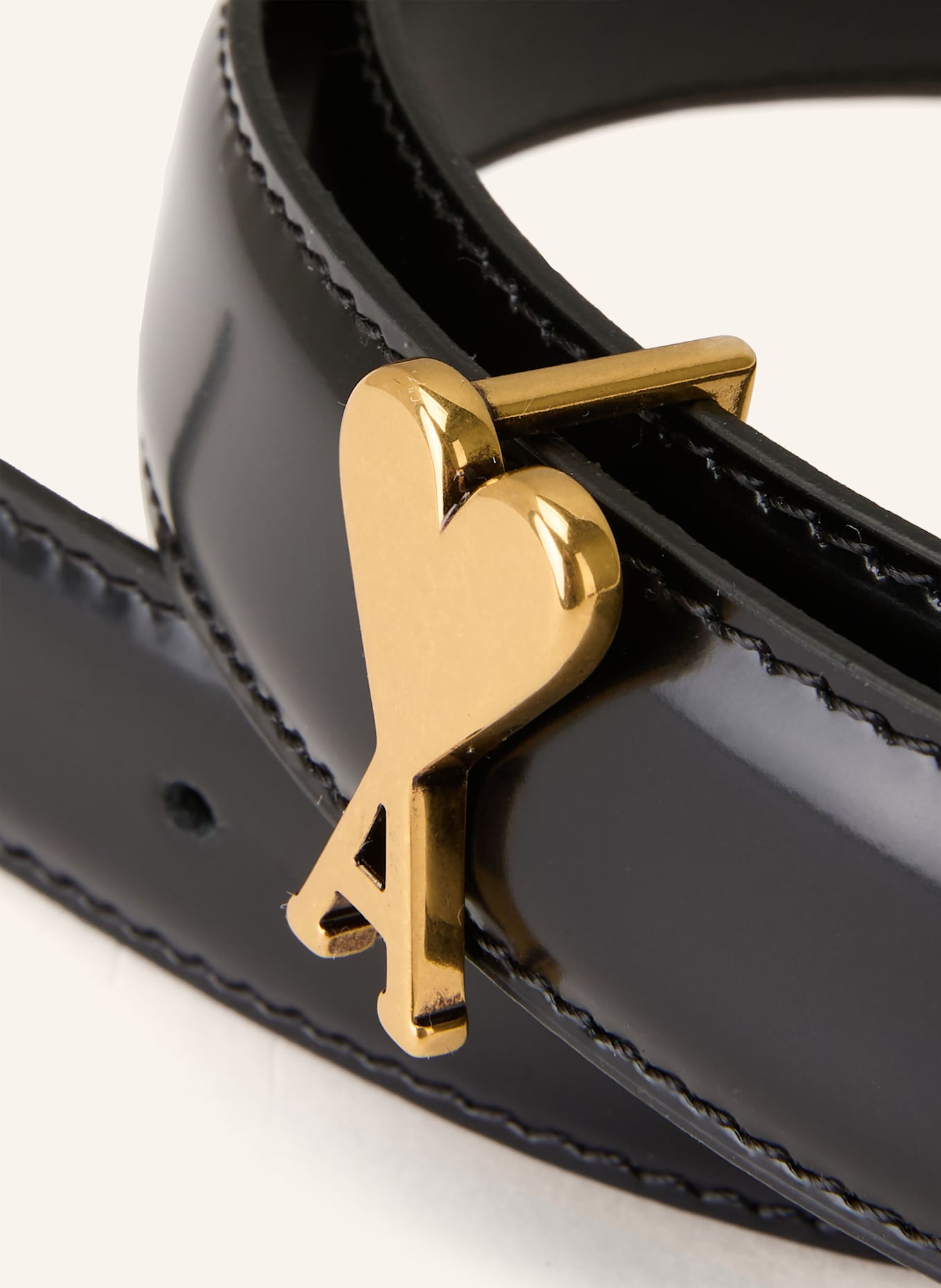 AMI PARIS Leather belt: BLACK
