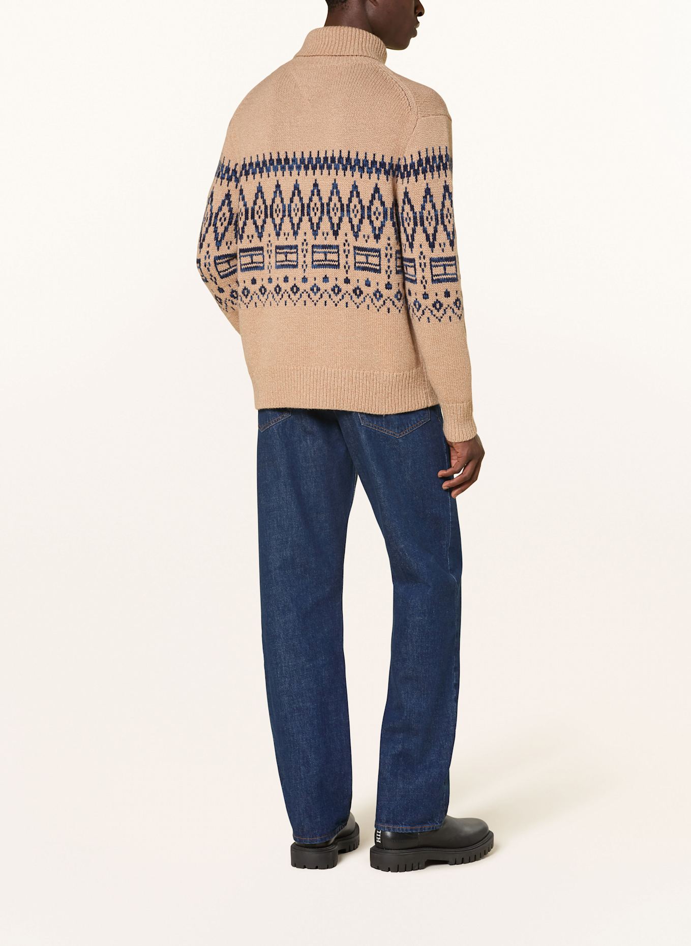TOMMY HILFIGER Rollkragenpullover: CAMEL / DUNKELBLAU / BLAU