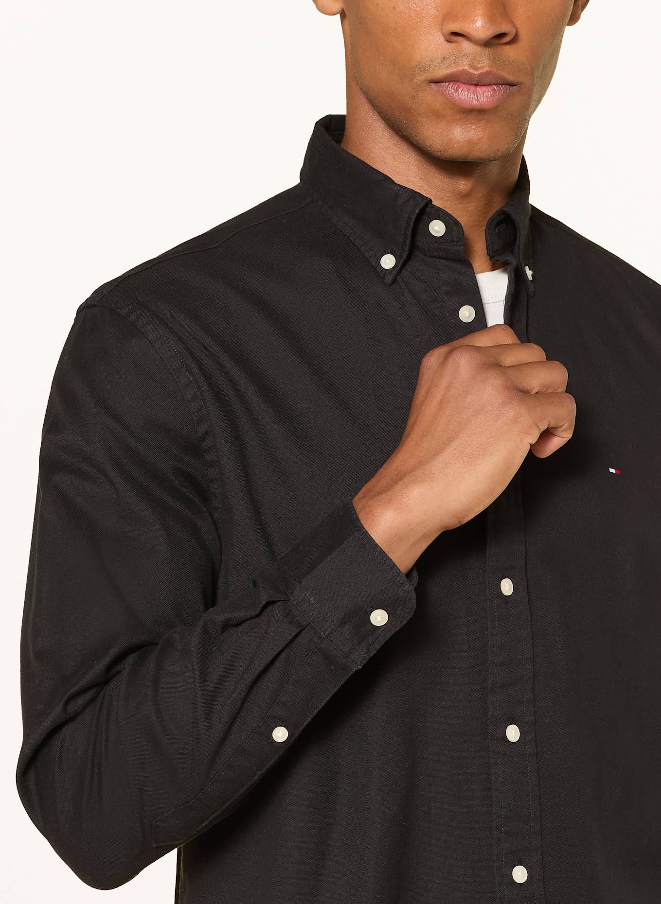 TOMMY HILFIGER Flanellhemd Regular Fit: SCHWARZ