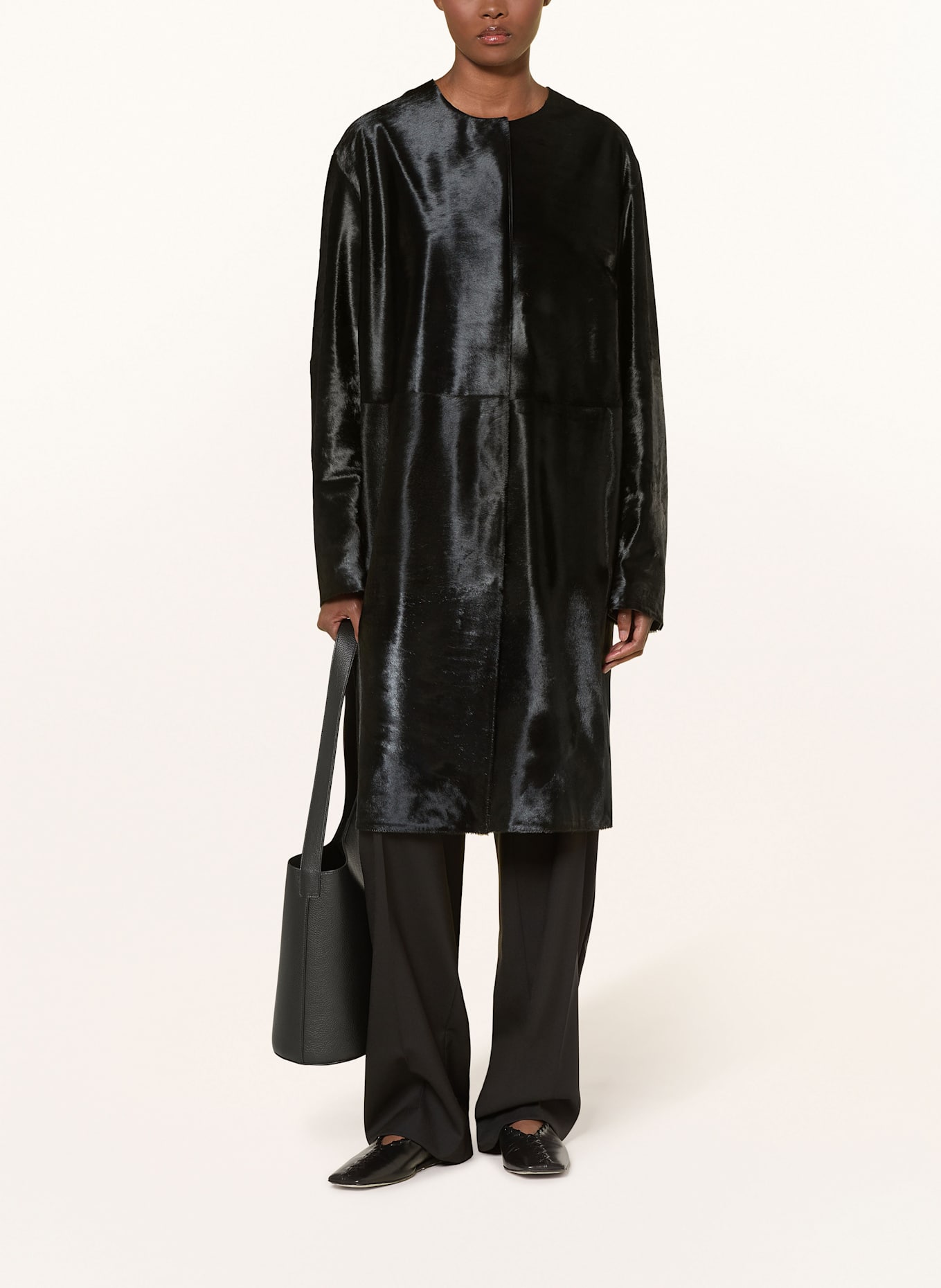 LOULOU DE SAISON Płaszcz skórzany MILLER: CZARNY