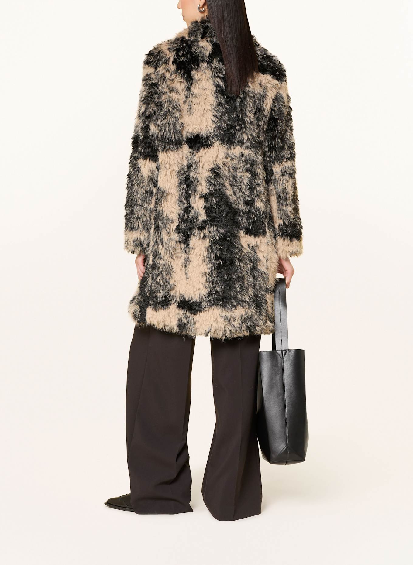 White Label Kunstpelz-Mantel: CAMEL / SCHWARZ