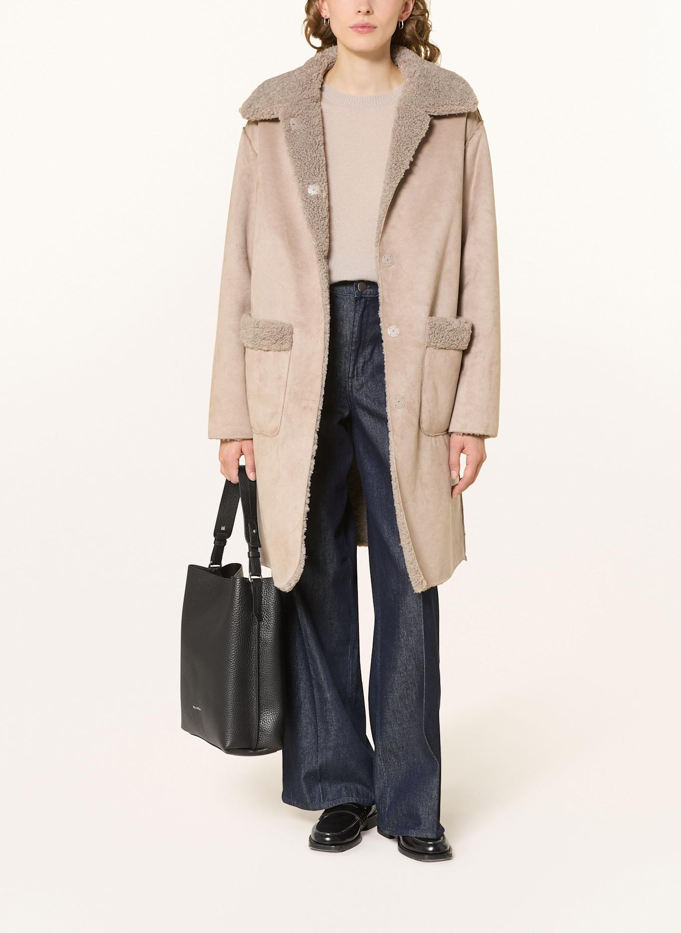 White Label Mantel in Lederoptik: TAUPE