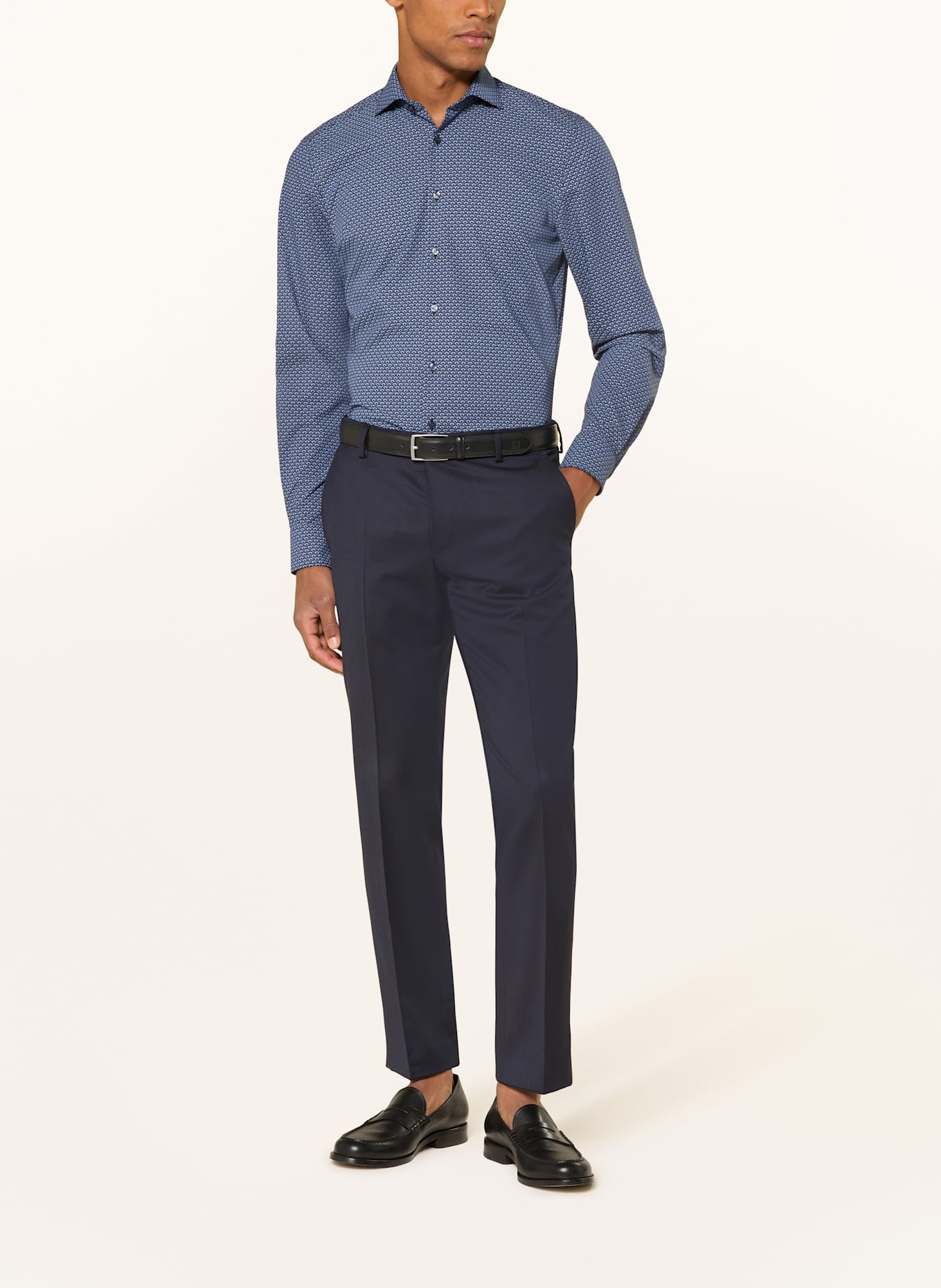 OLYMP Hemd Level Five body fit: DUNKELBLAU / HELLBLAU